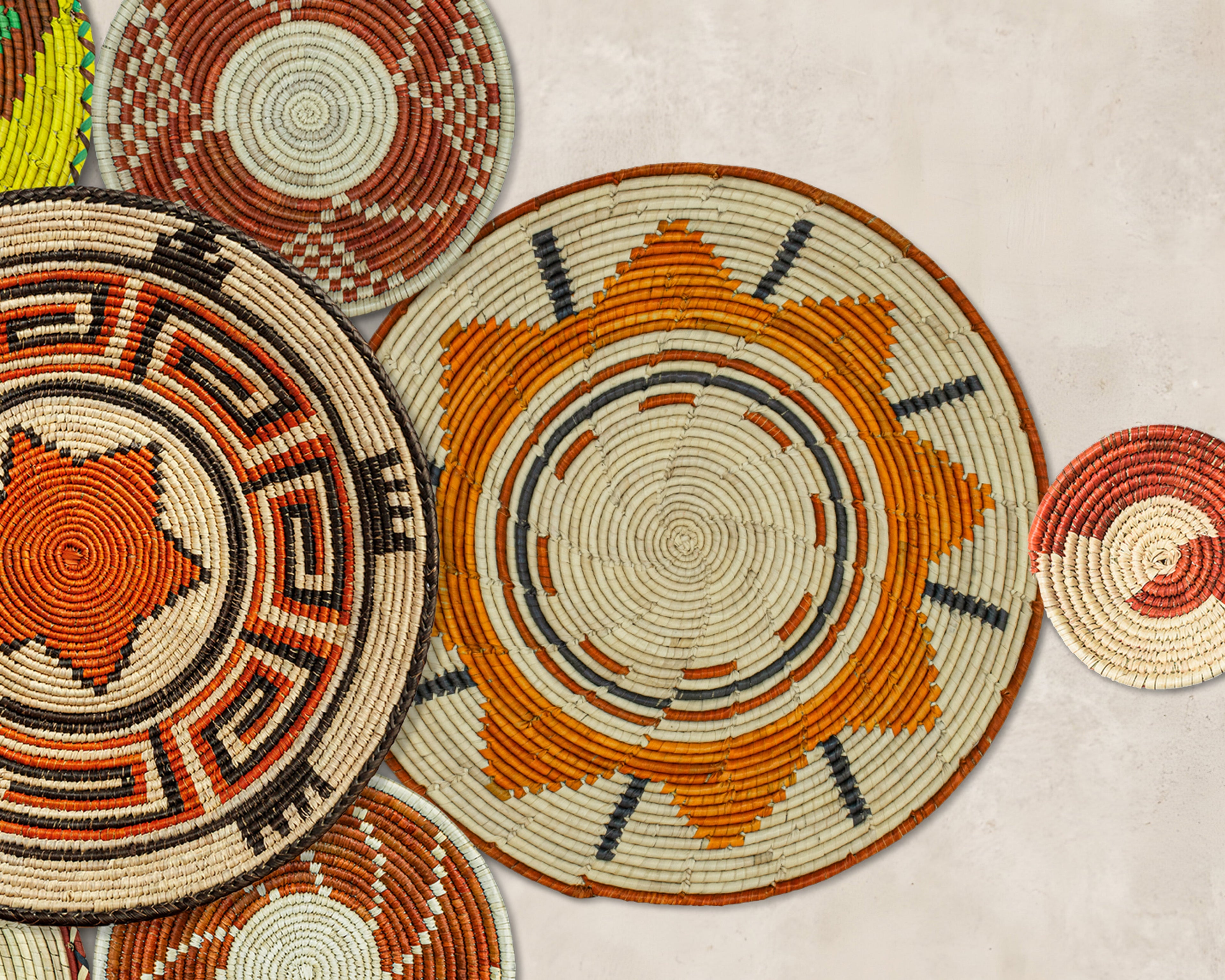 Set of 9 Handwoven wall baskets SET-18-9 N