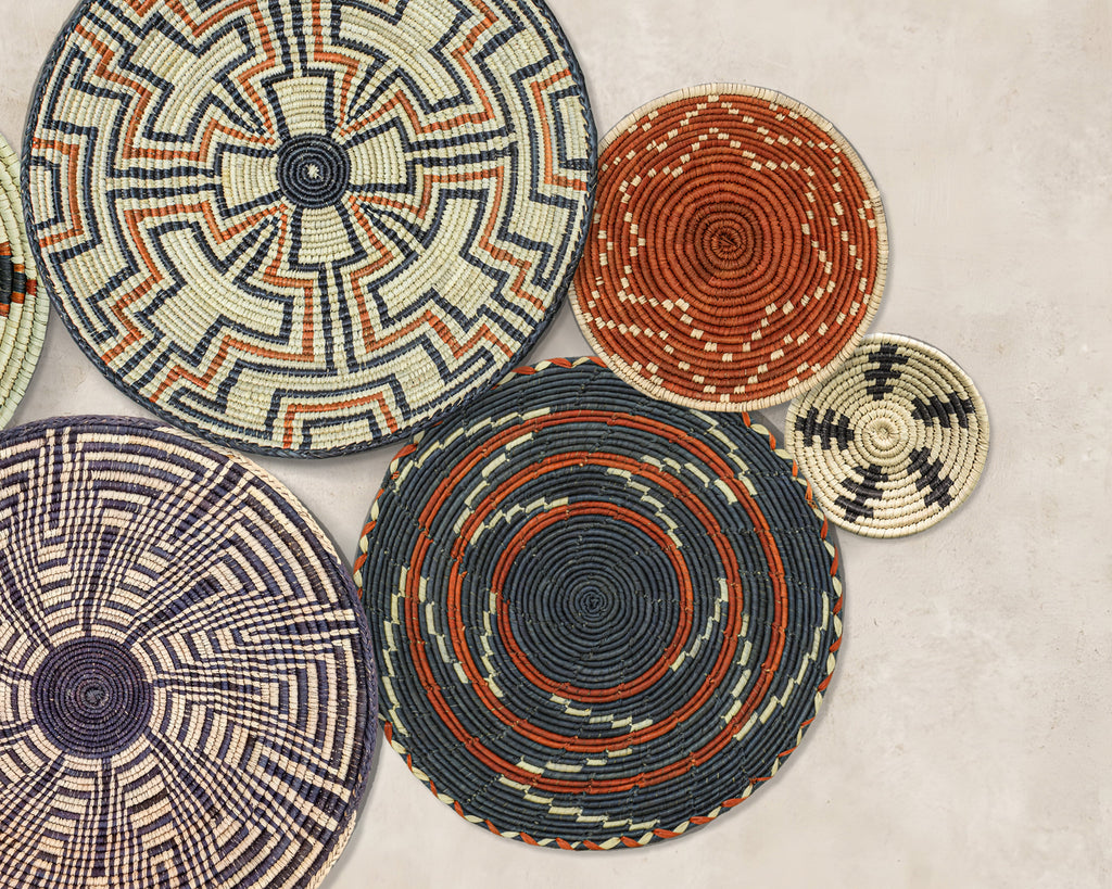 Set of 7 Handwoven wall baskets Set 50-7-N