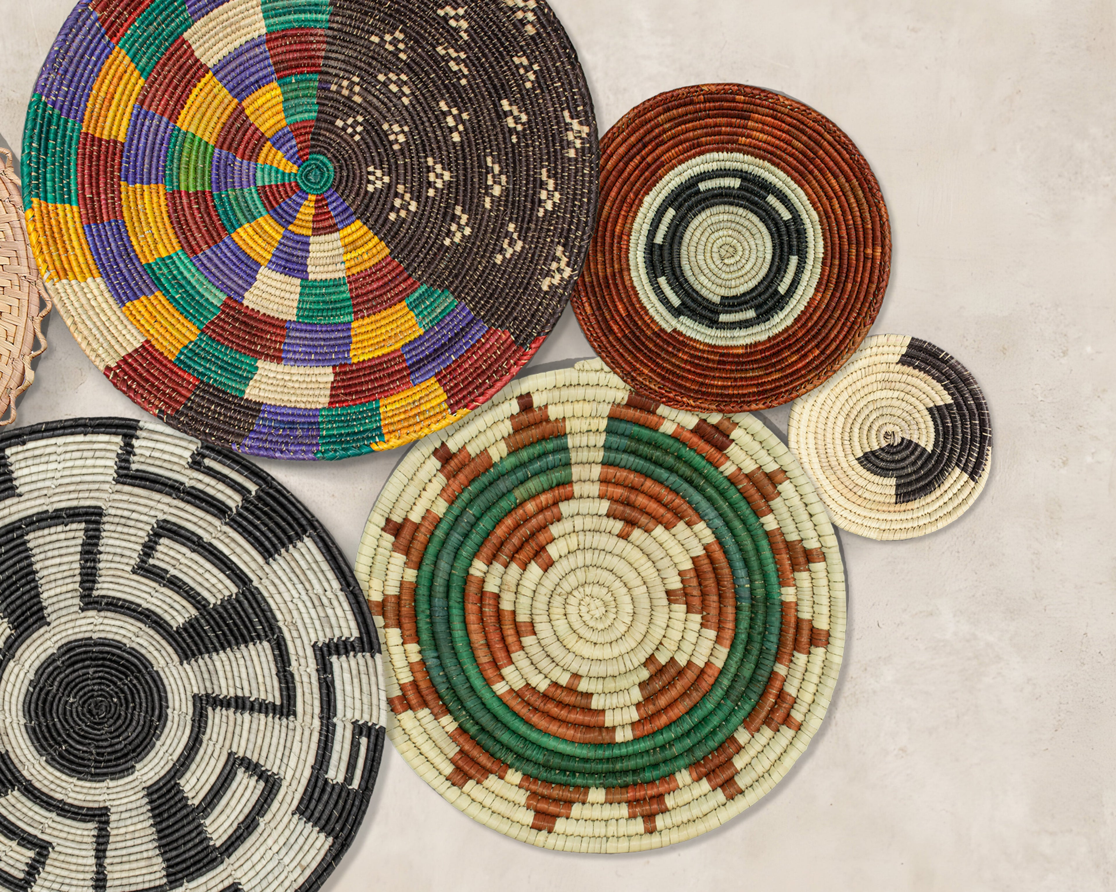 Set of 7 Handwoven wall baskets Set 48-7-N