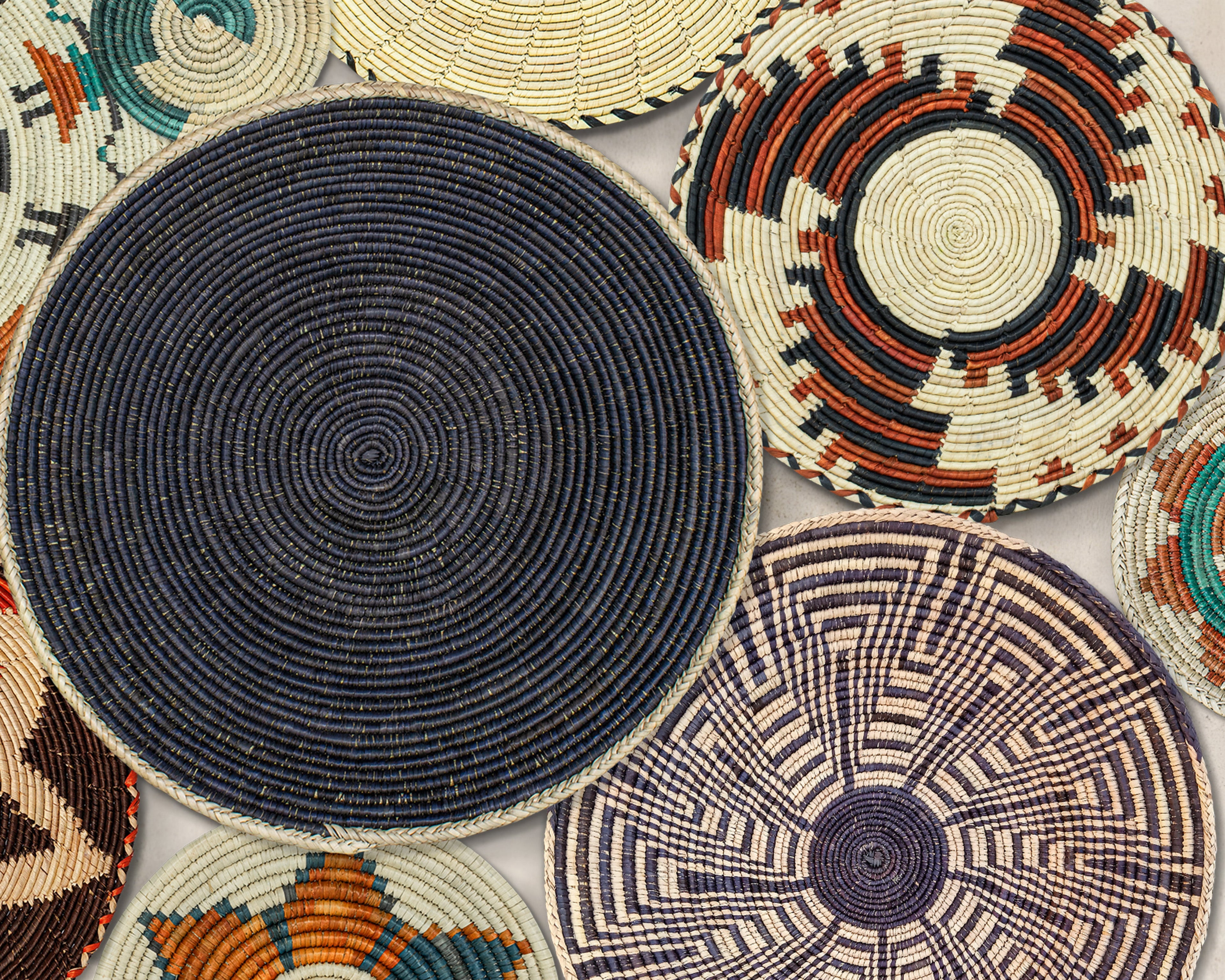 Set of 13 Handwoven wall baskets SET-158-13 N