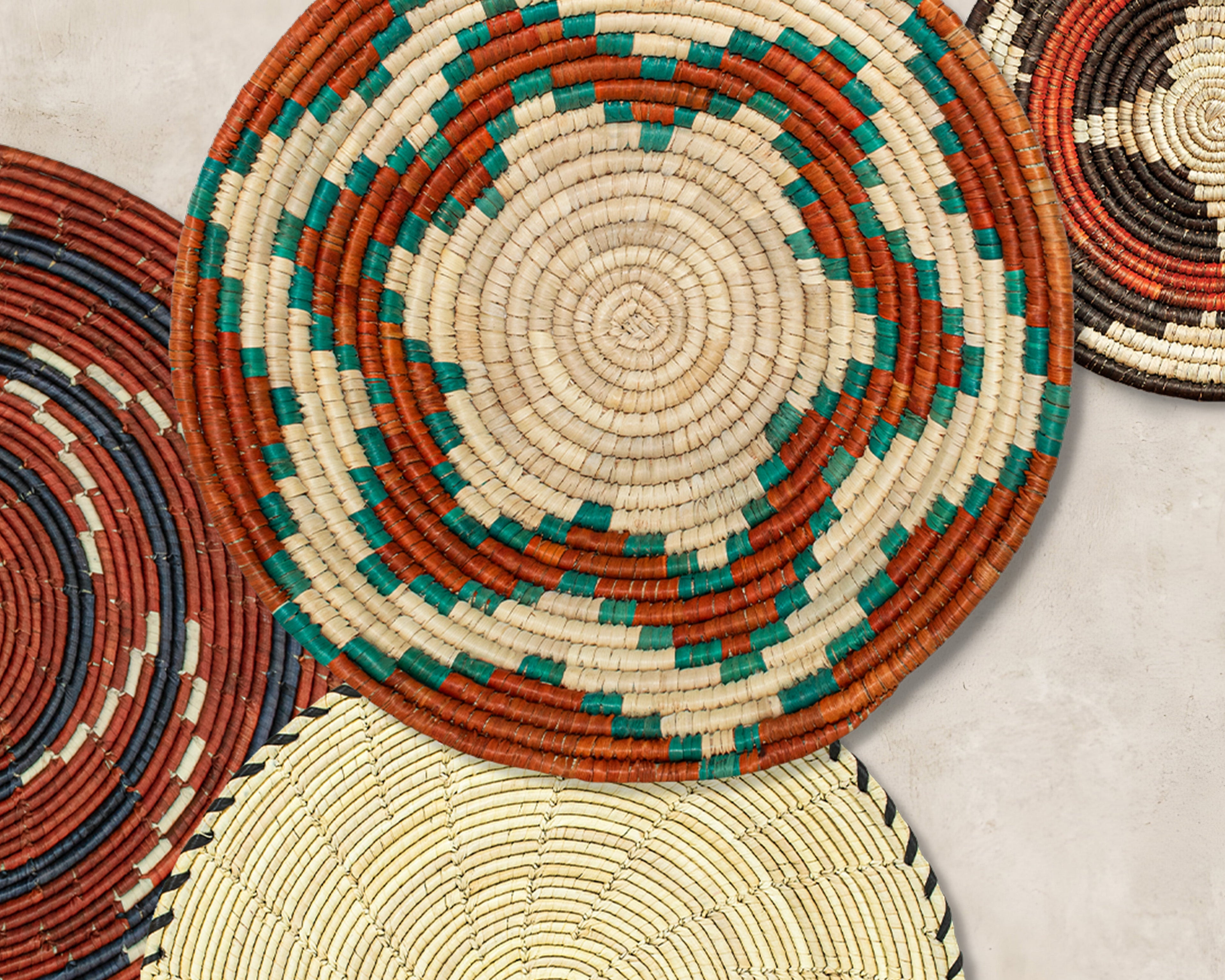 Set of 8 Handwoven wall baskets SET-355-8 N