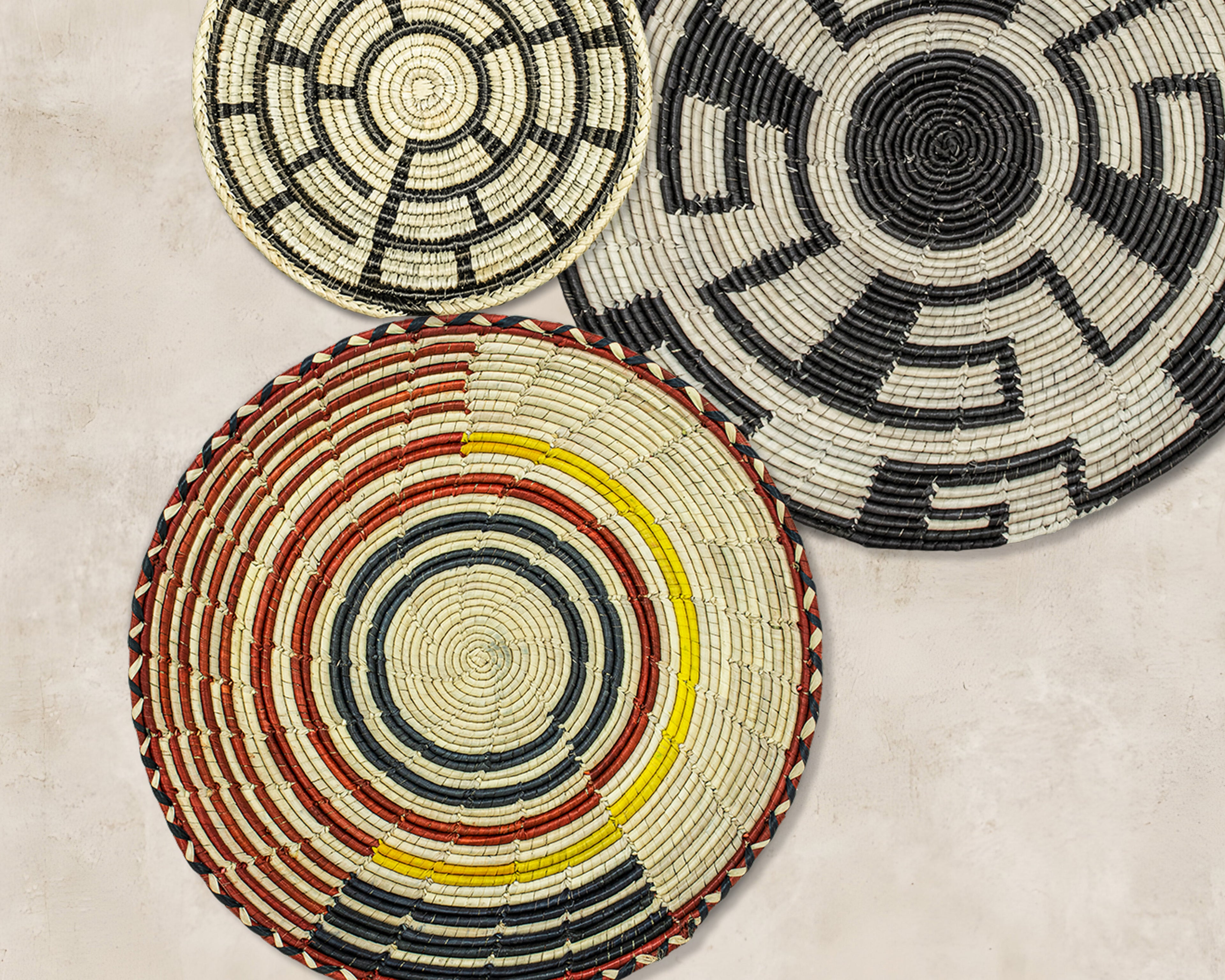 Set of 5 Handwoven wall baskets SET-65-5 N
