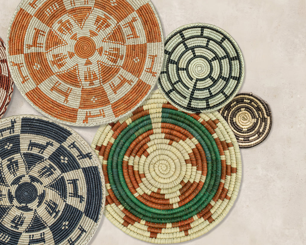 Set of 7 Handwoven wall baskets Set 45-7-N