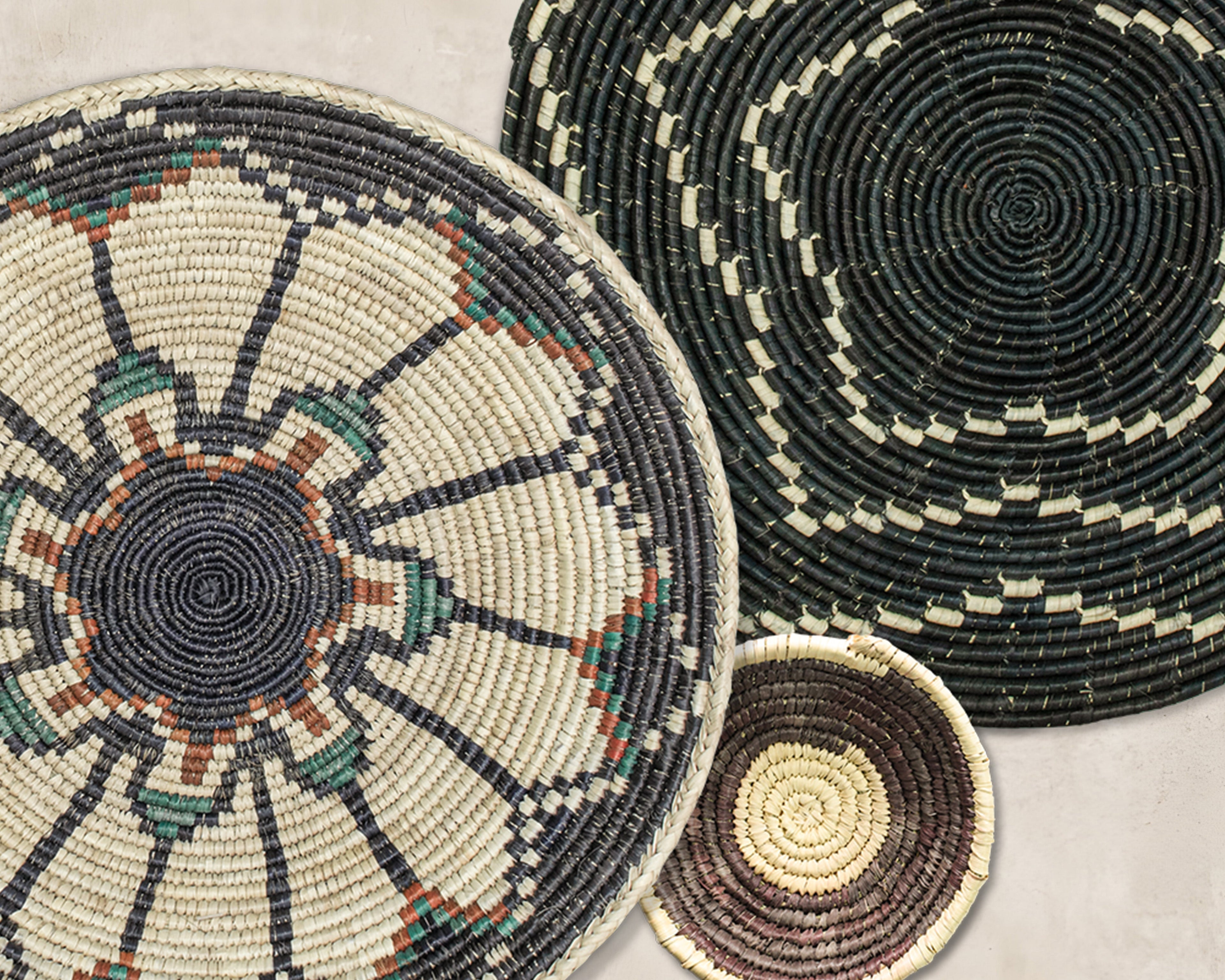 Set of 5 Handwoven wall baskets SET-62-5 N