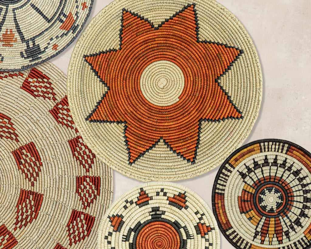 Set of 7 Handwoven wall baskets Set 37-7-N