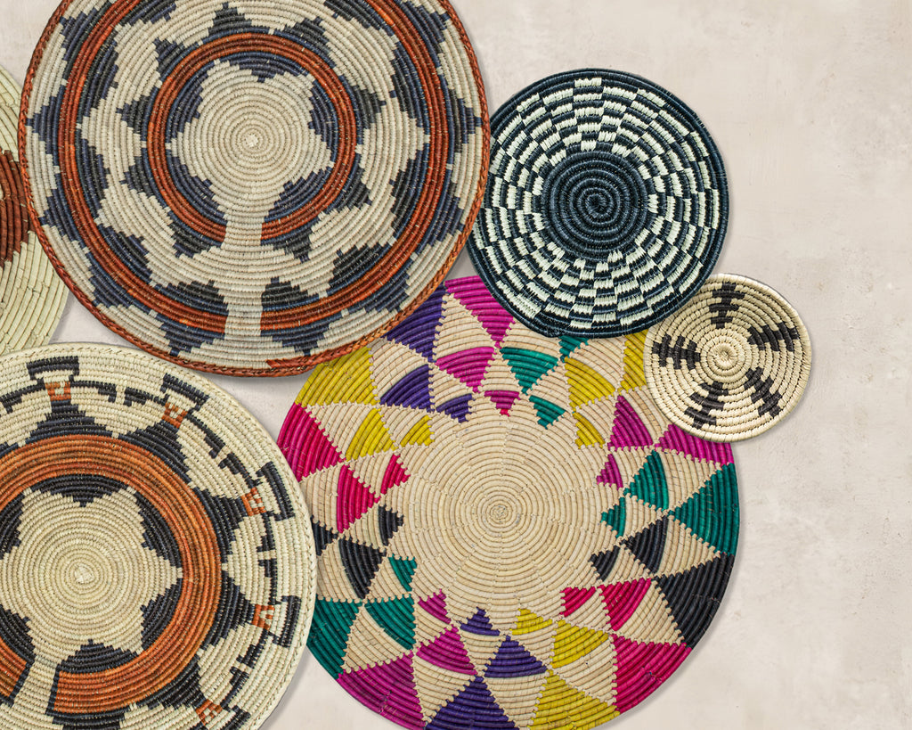 Set of 7 Handwoven wall baskets Set 44-7-N