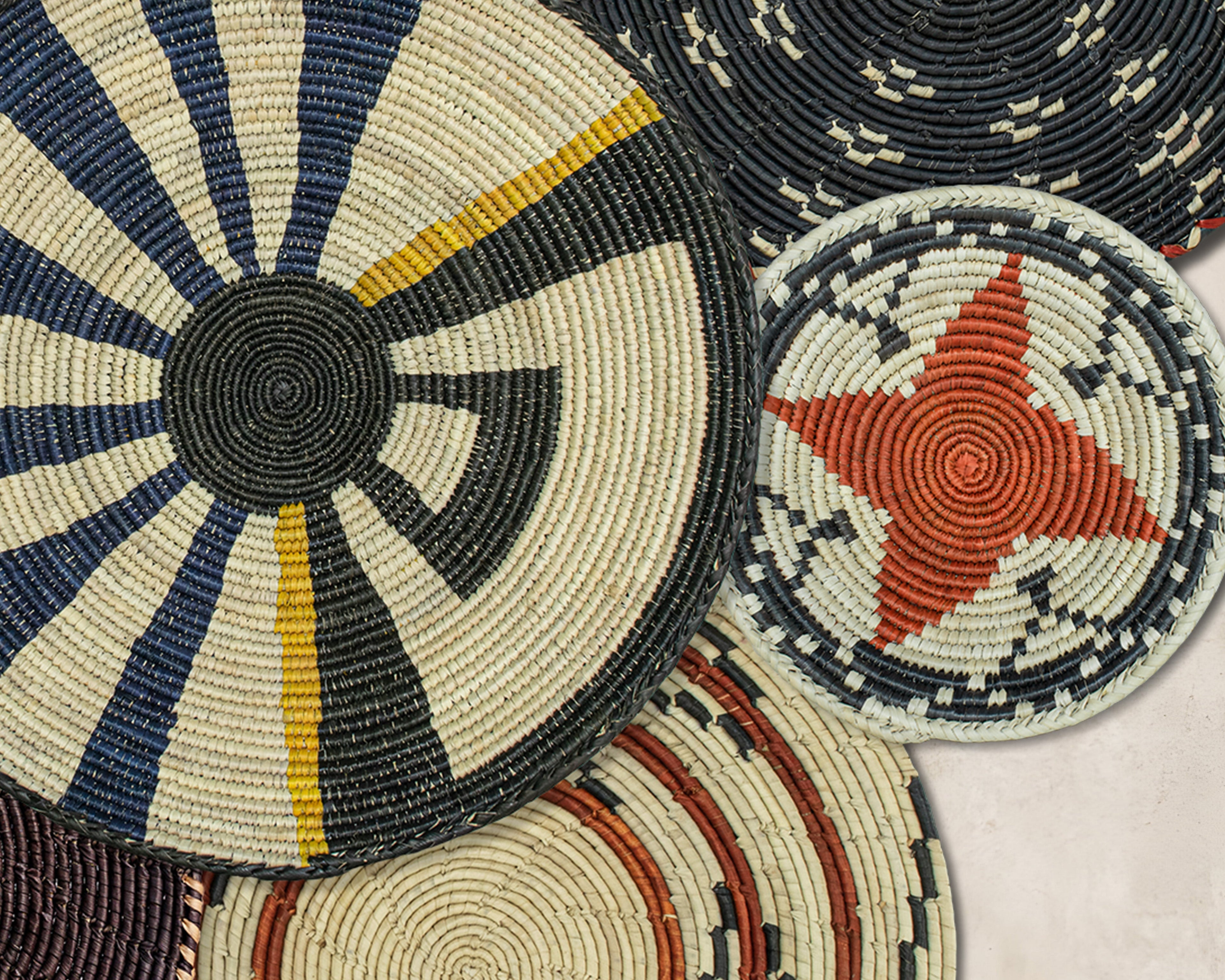 Set of 8 Handwoven wall baskets SET-344-8 N