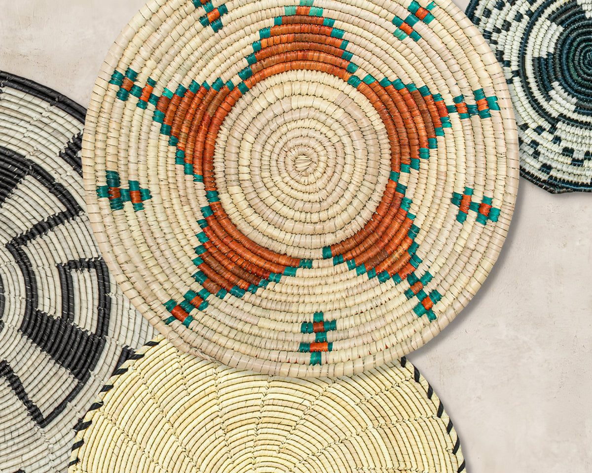 Set of 8 Handwoven wall baskets SET-351-8 N