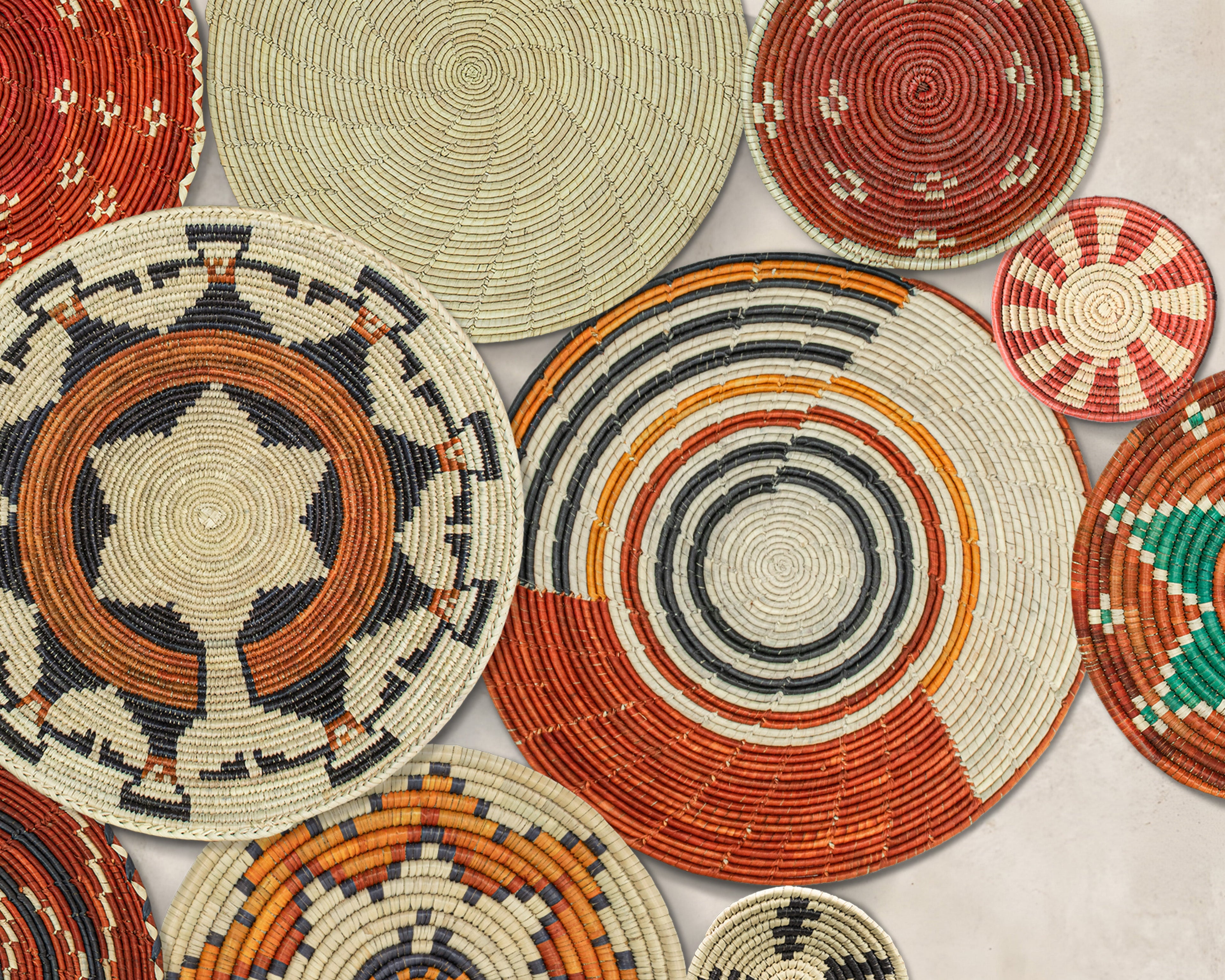 Set of 13 Handwoven wall baskets SET-182-13 N