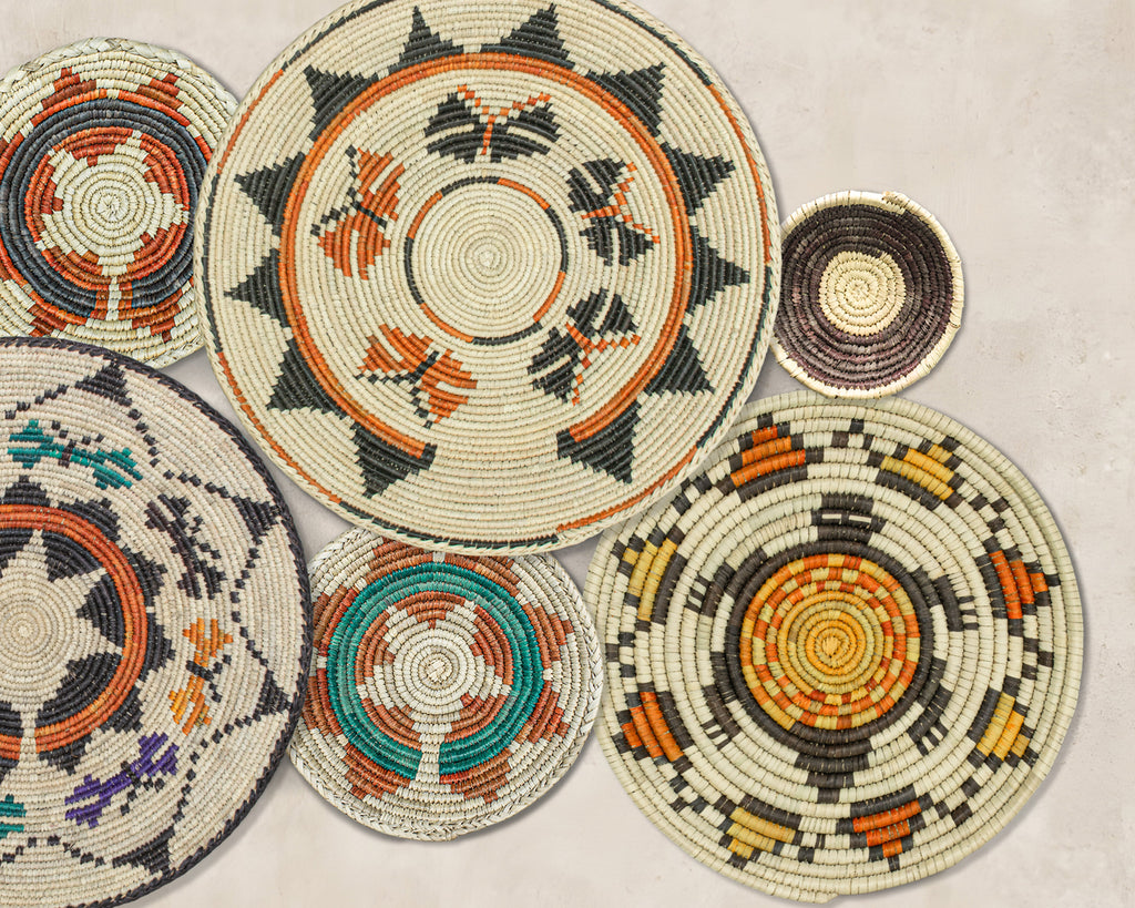 Set of 7 Handwoven wall baskets Set 39-7-N