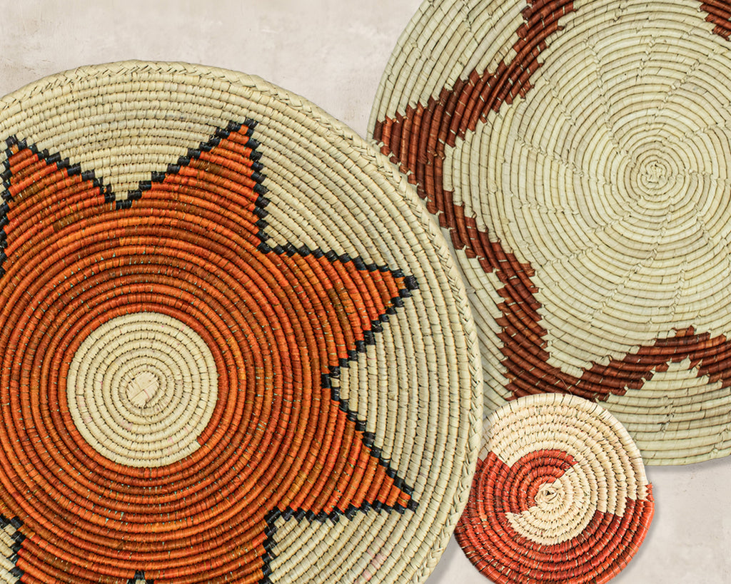 Set of 8 Handwoven wall baskets SET-326-8 N