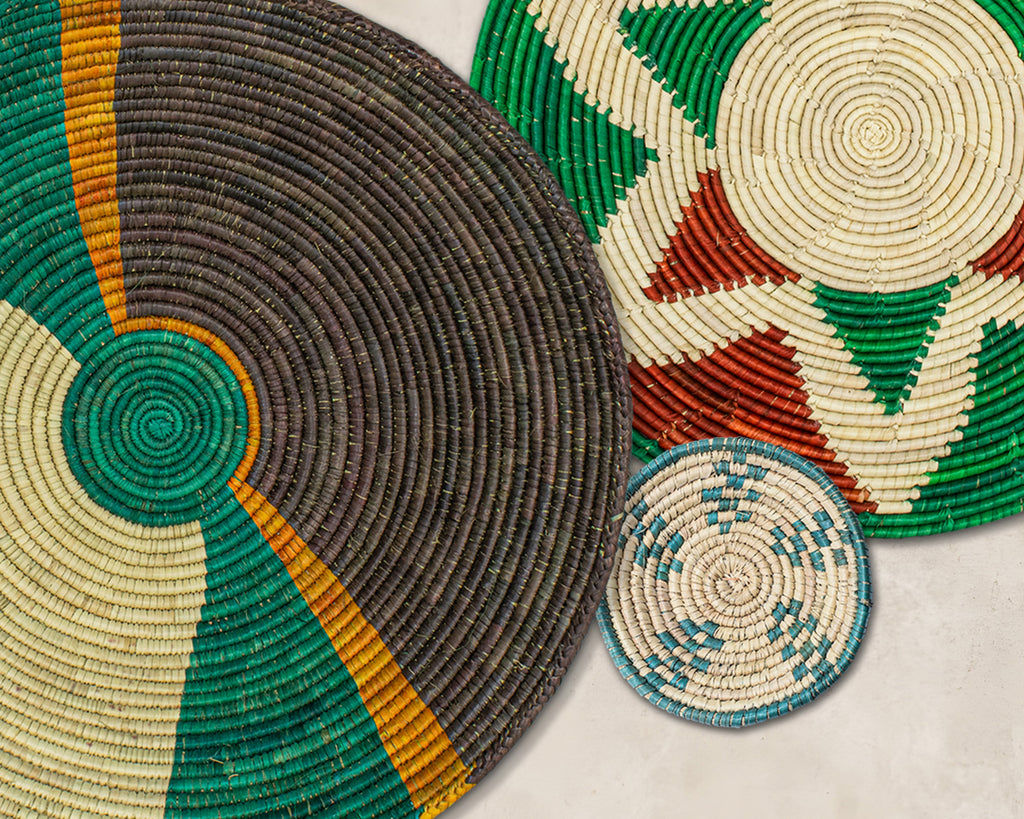 Set of 8 Handwoven wall baskets SET-325-8 N