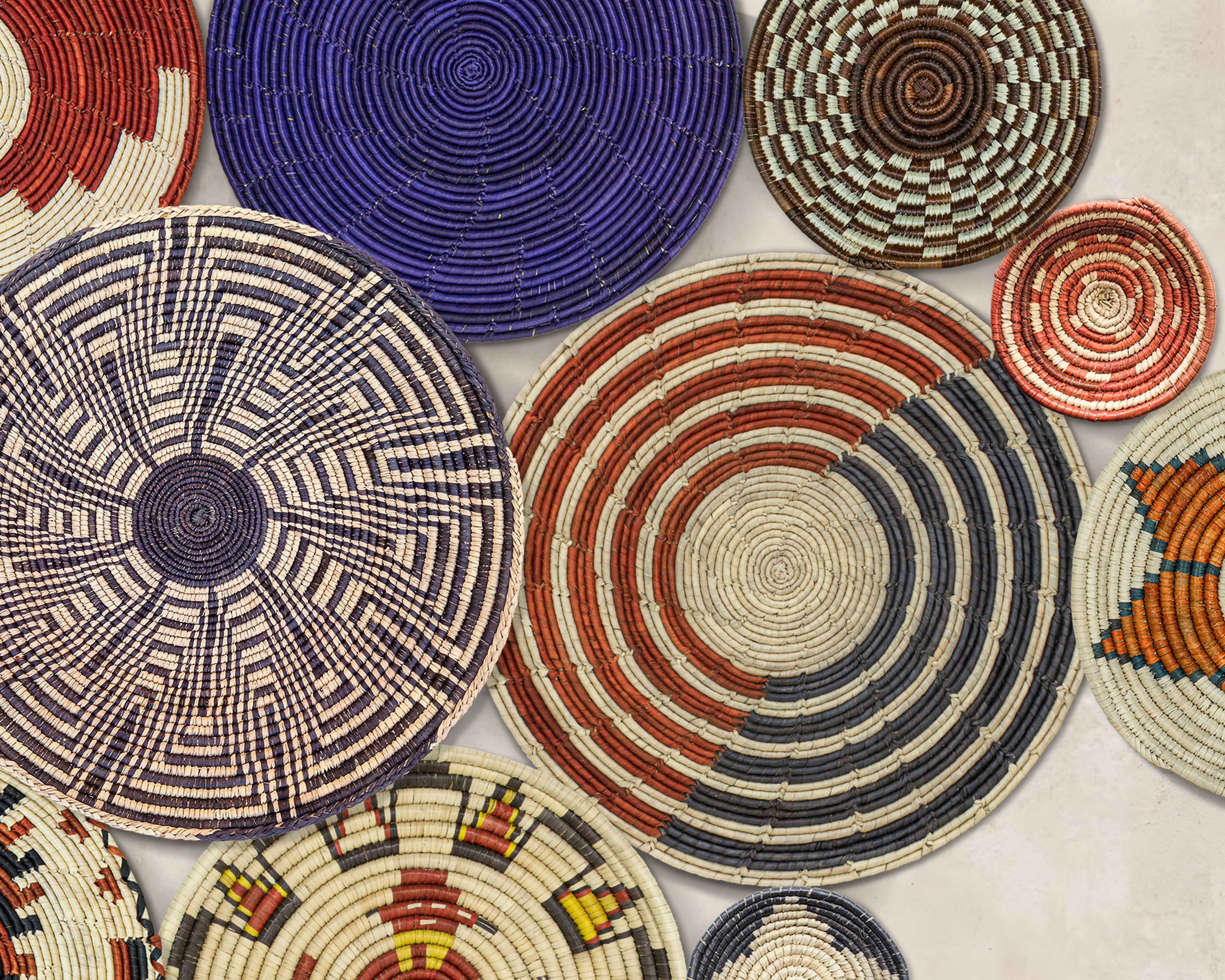 Set of 13 Handwoven wall baskets SET-177-13 N