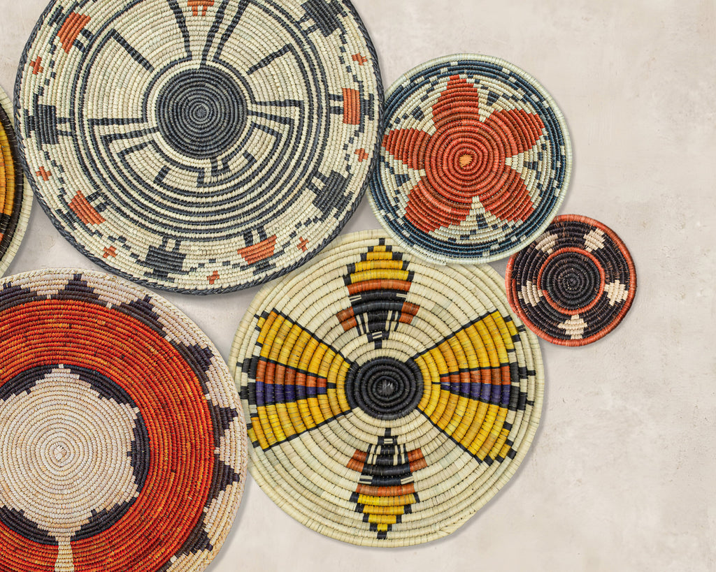 Set of 7 Handwoven wall baskets Set 38-7-N