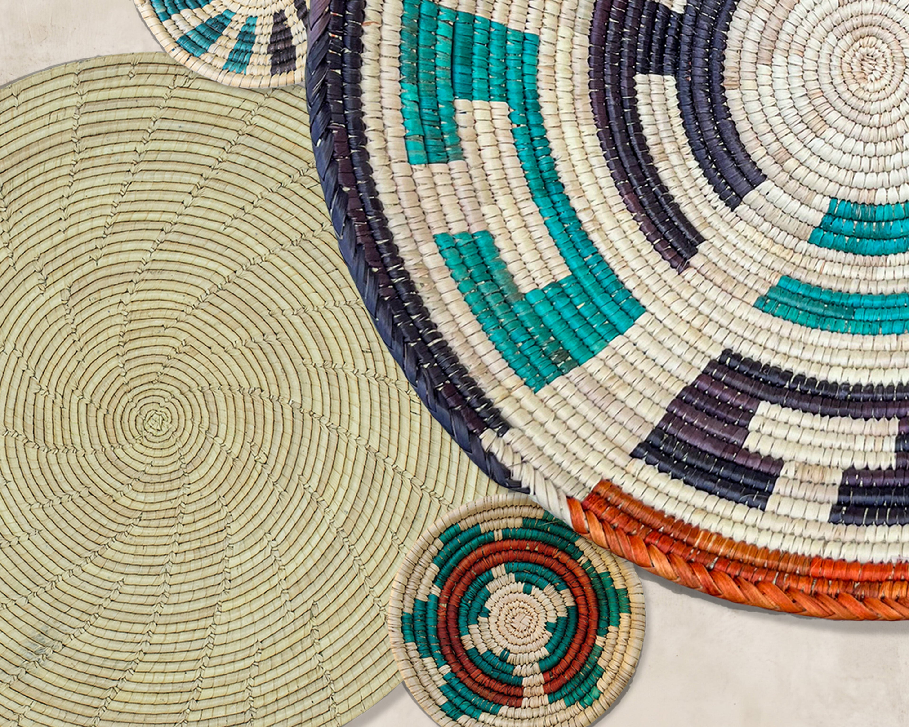 Set of 8 Handwoven wall baskets SET-328-8 N