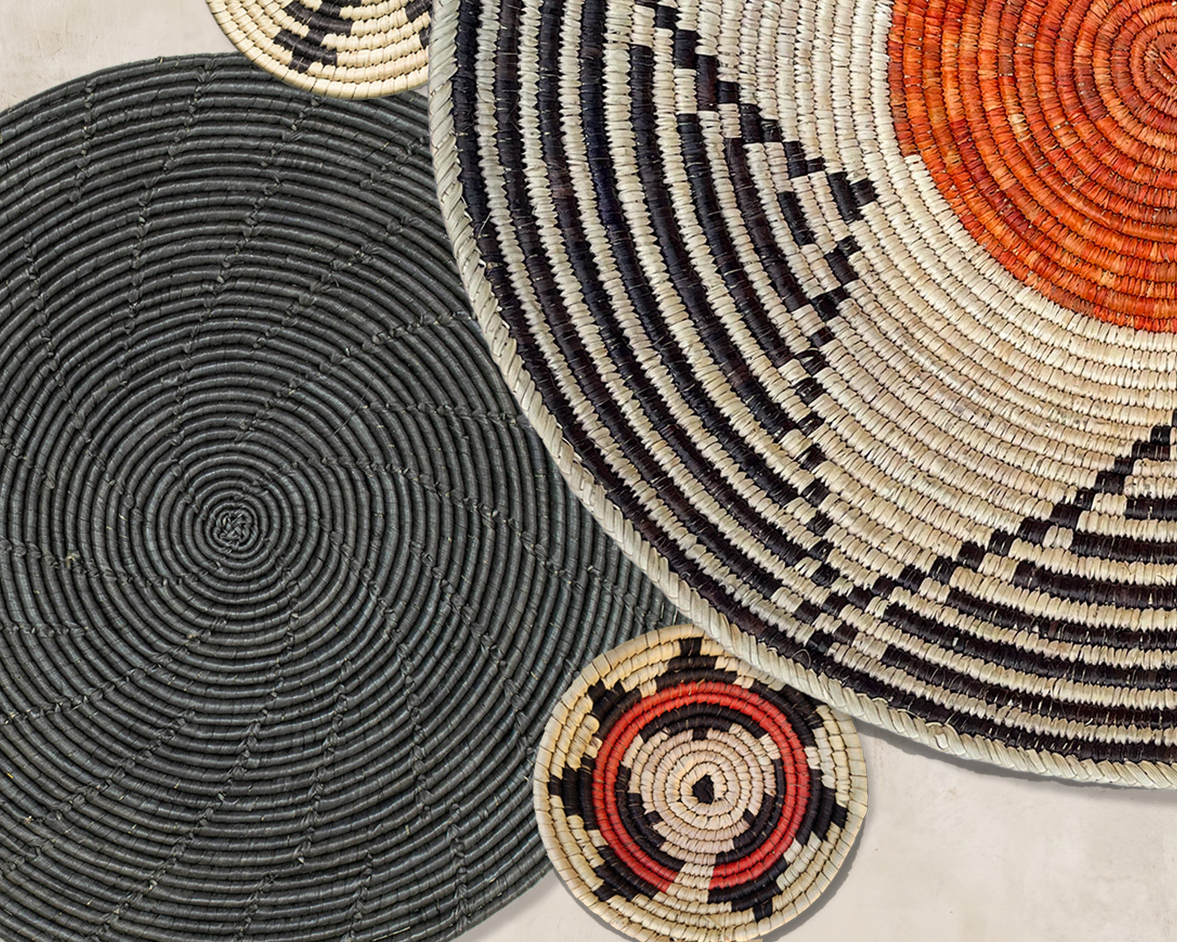 Set of 8 Handwoven wall baskets SET-327-8 N