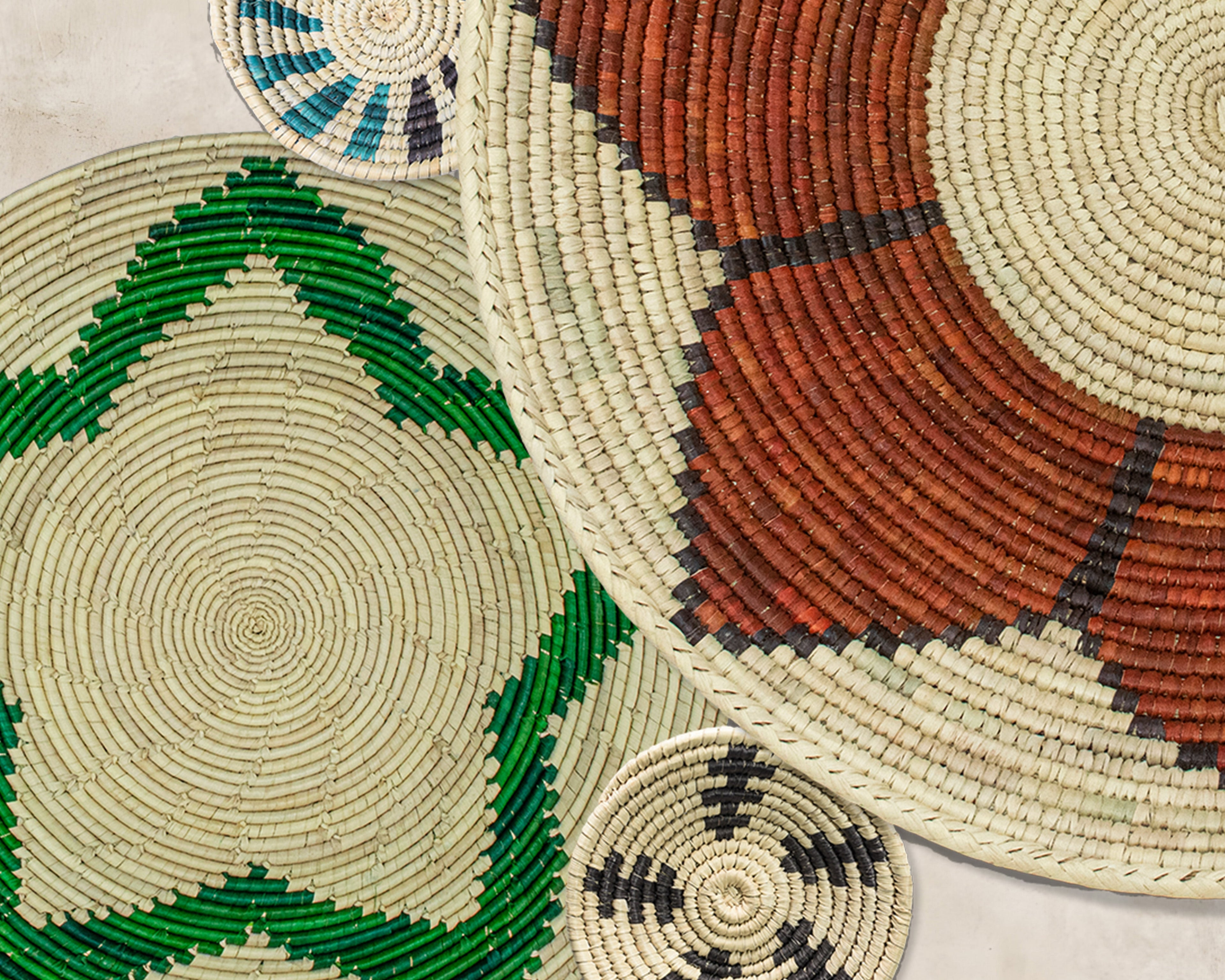 Set of 8 Handwoven wall baskets SET-329-8 N