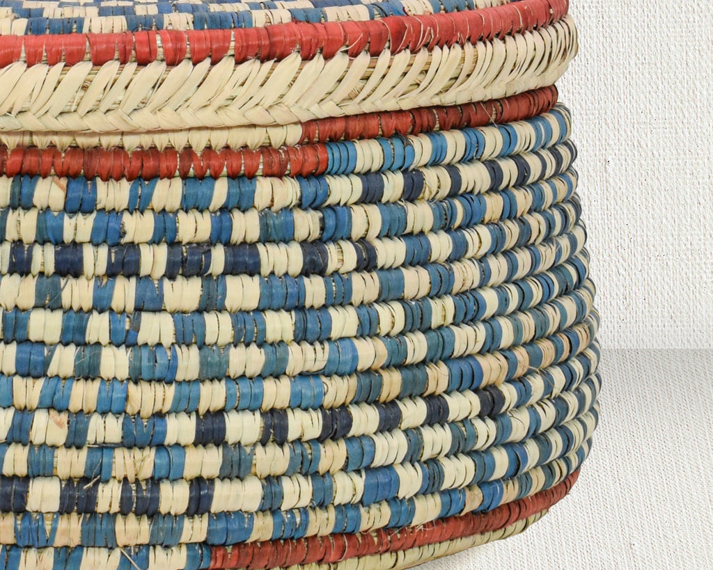 Sky Checkered Lidded Basket