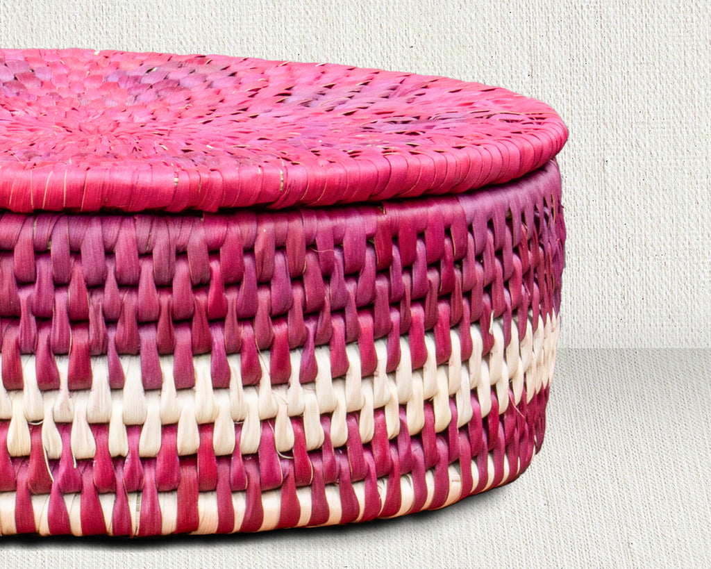 Fuchsia Bloom Lidded Basket