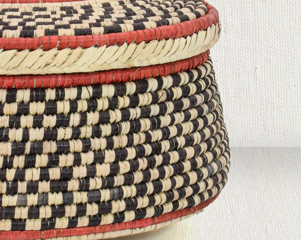 Dark Checkered Lidded Basket