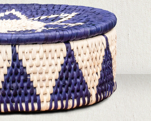 12" Dia Lotus Chevron Lidded Basket