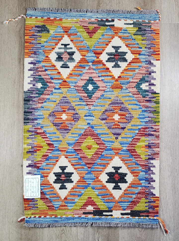 Indian Peacock Blue 3.5 x 2 Ft Kilim Rug