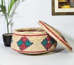 White Medallions Southwestern Lid Basket