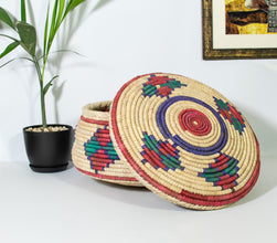 White Medallions Southwestern Lid Basket