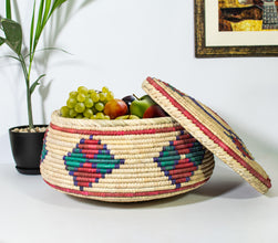 White Medallions Southwestern Lid Basket