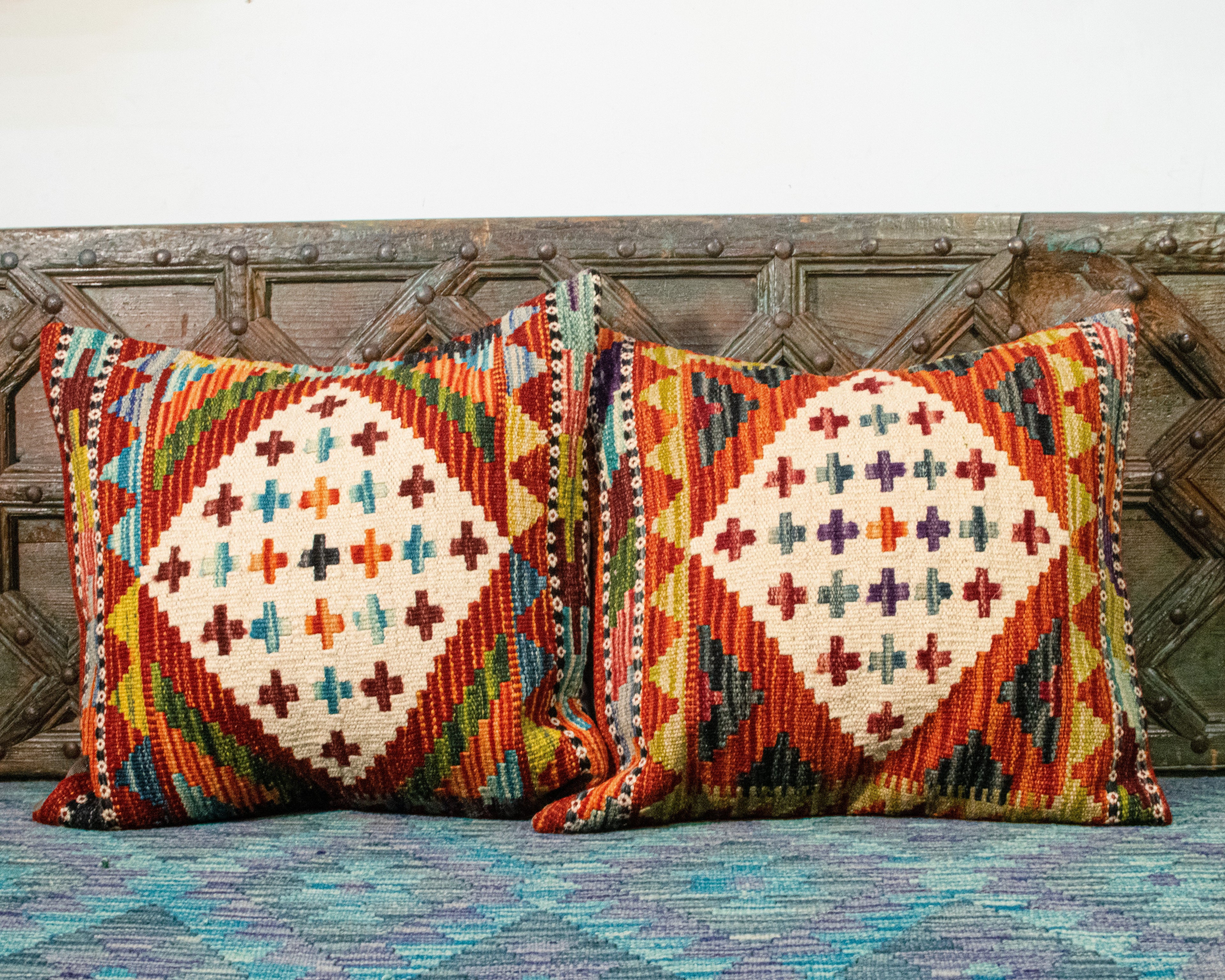 Set of 2 Vintage Wool Kilim Pillow
