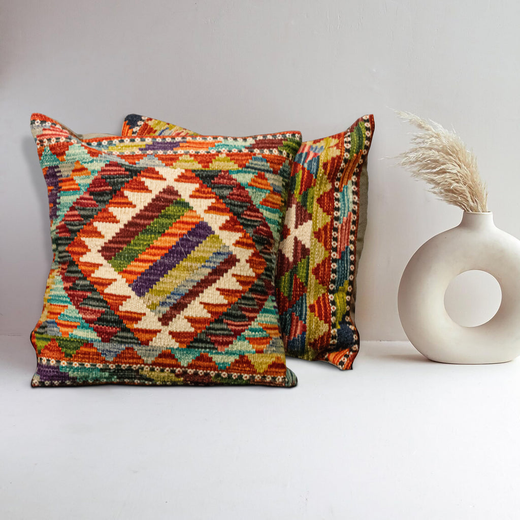 Set of 2 Vintage Wool Kilim Pillow