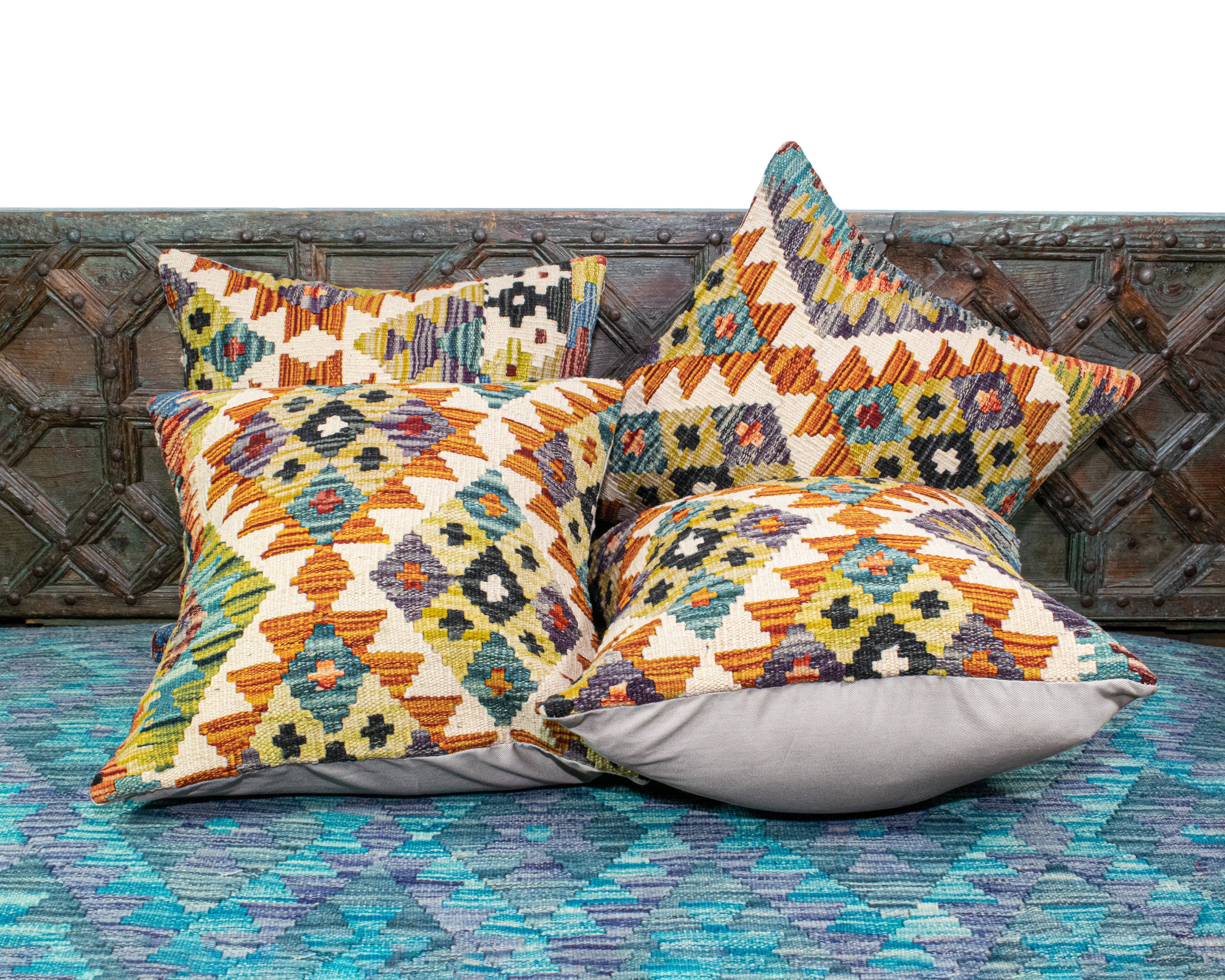 Set of 4 Vintage Wool Kilim Pillow - KC 2058 4