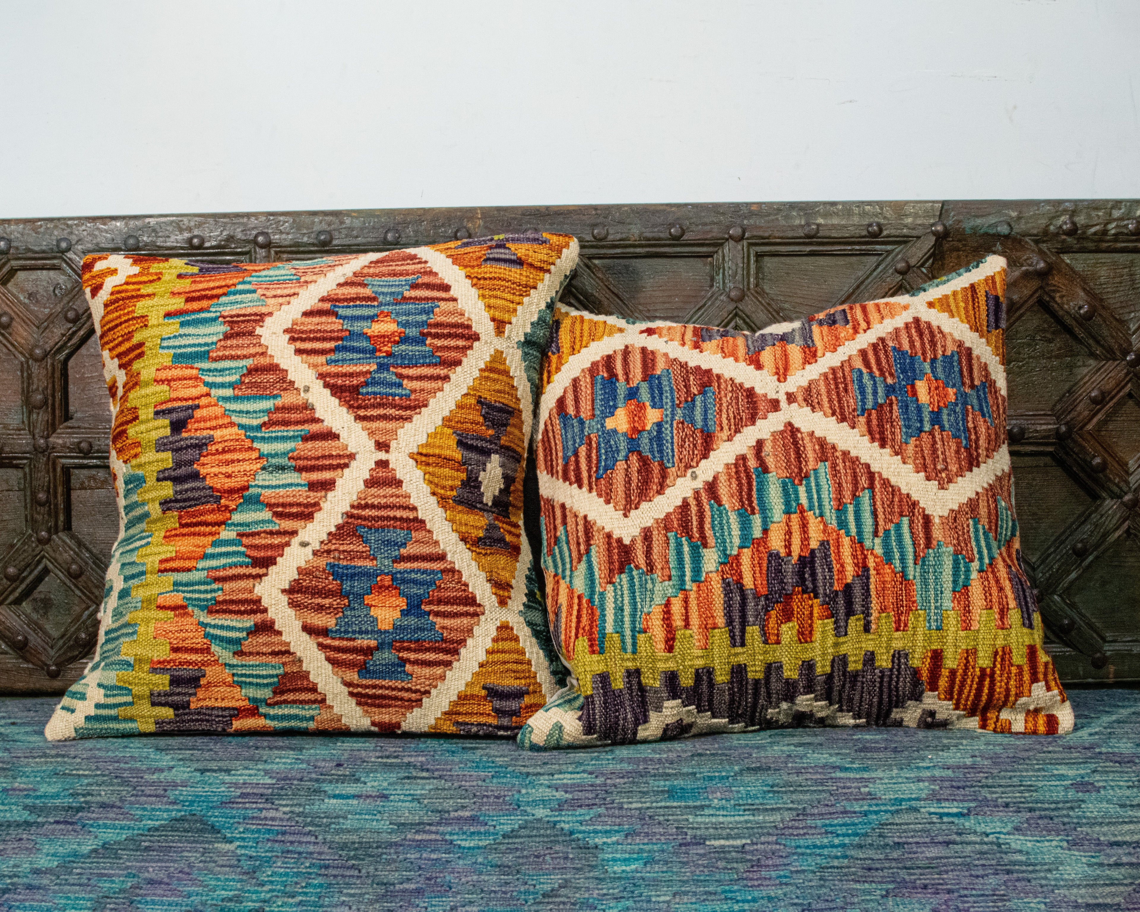 Set of 2 Hand Knotted Wool Kilim Pillow