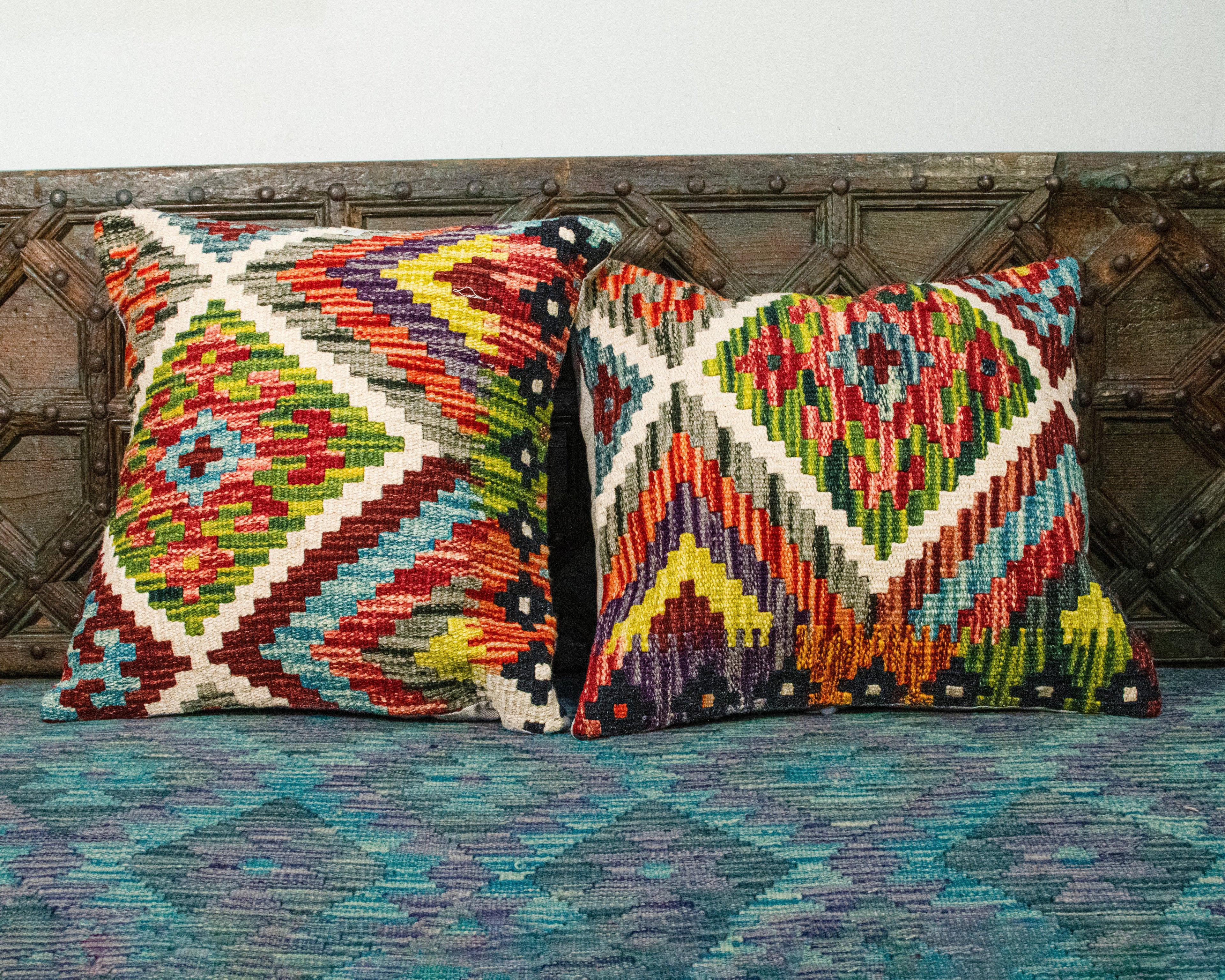 Set of 2 Hand Knotted Wool Kilim Pillow