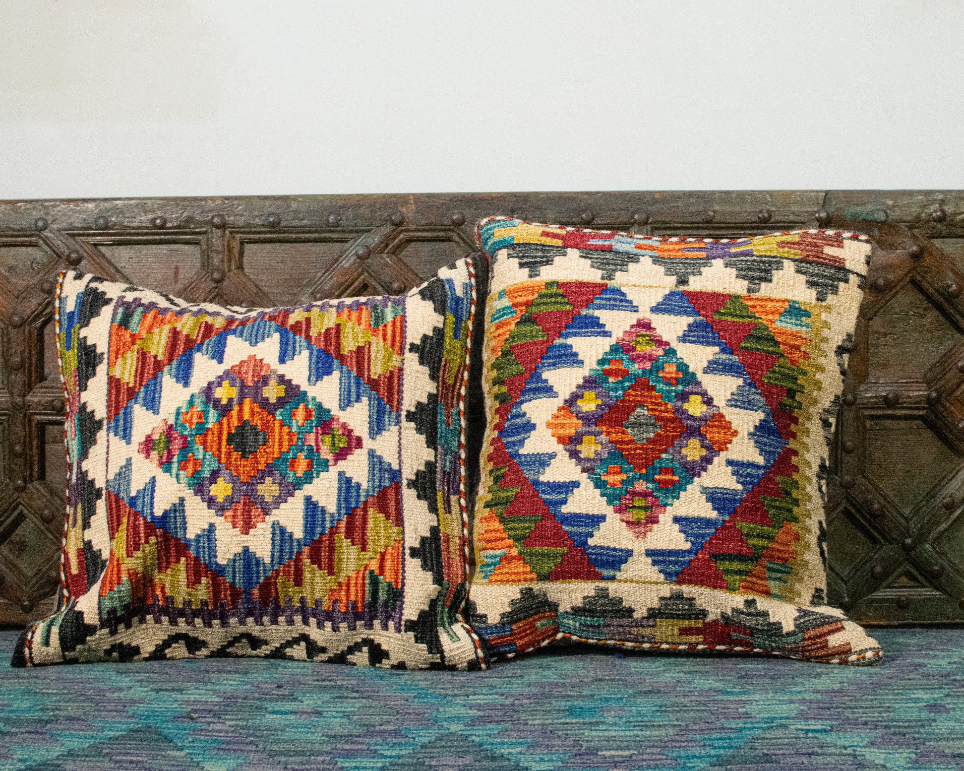 Set of 2 Vintage Wool Kilim Pillow