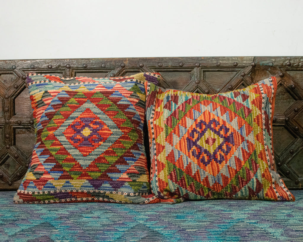 Set of 2 Vintage Wool Kilim Pillow