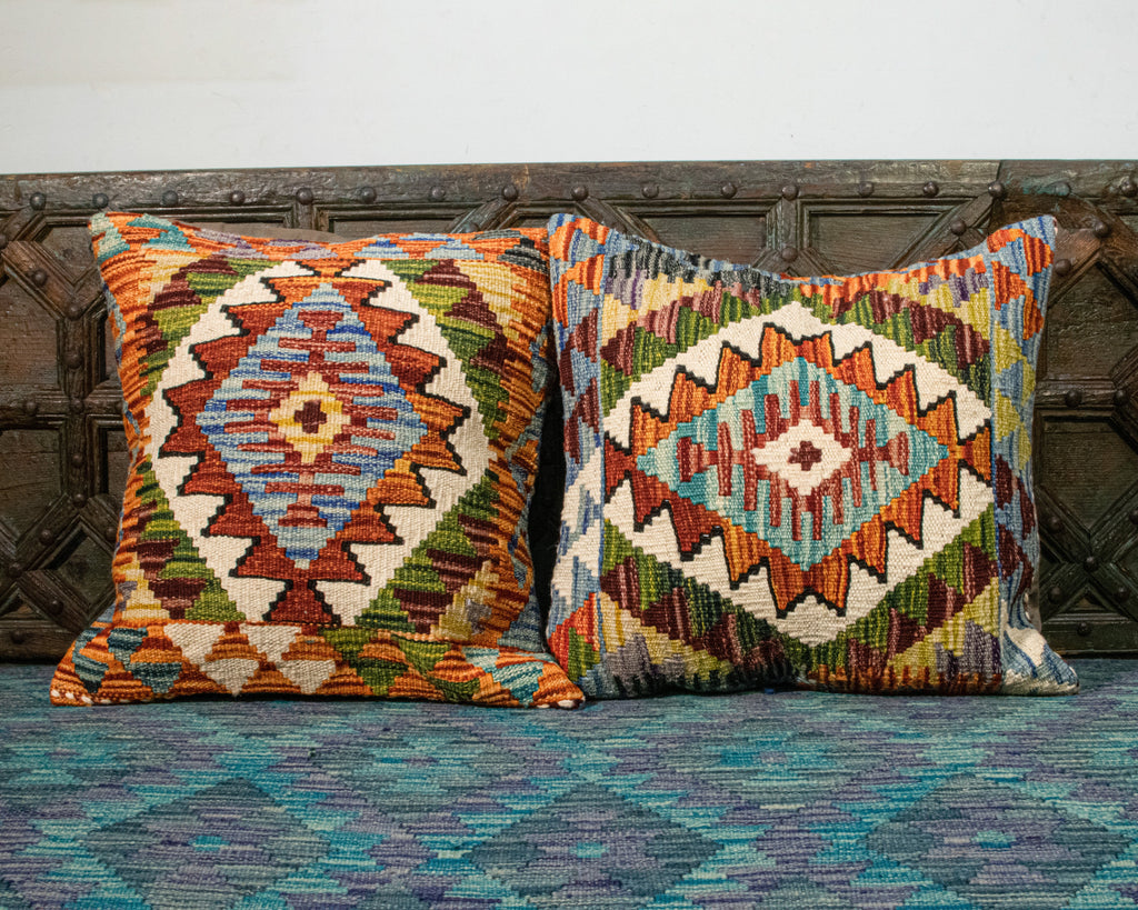 Set of 2 Vintage Wool Kilim Pillow