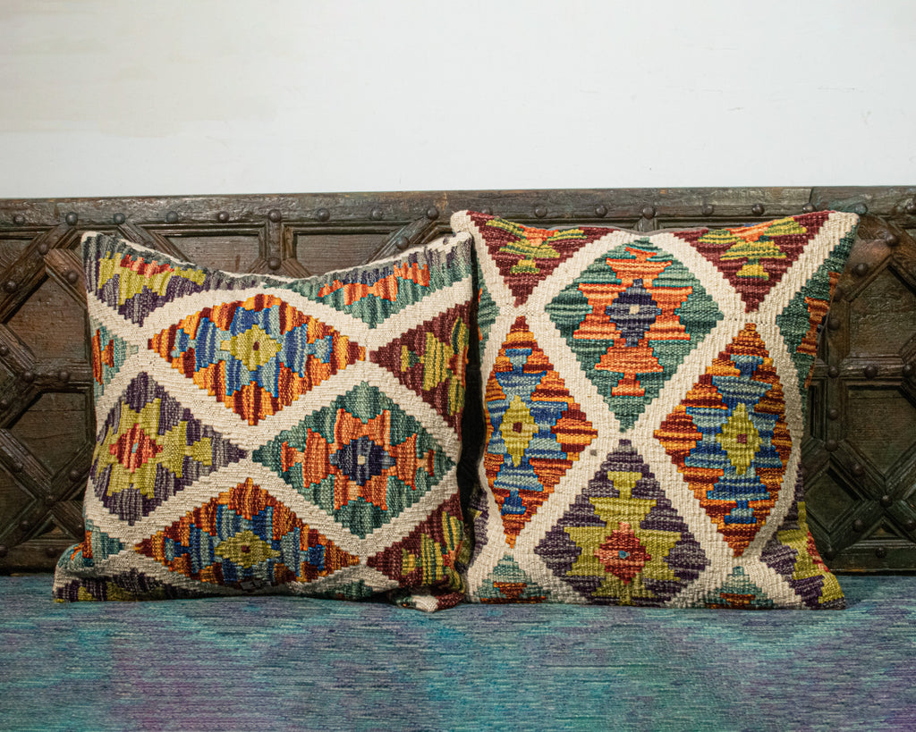 Set of 2 Vintage Wool Kilim Pillow