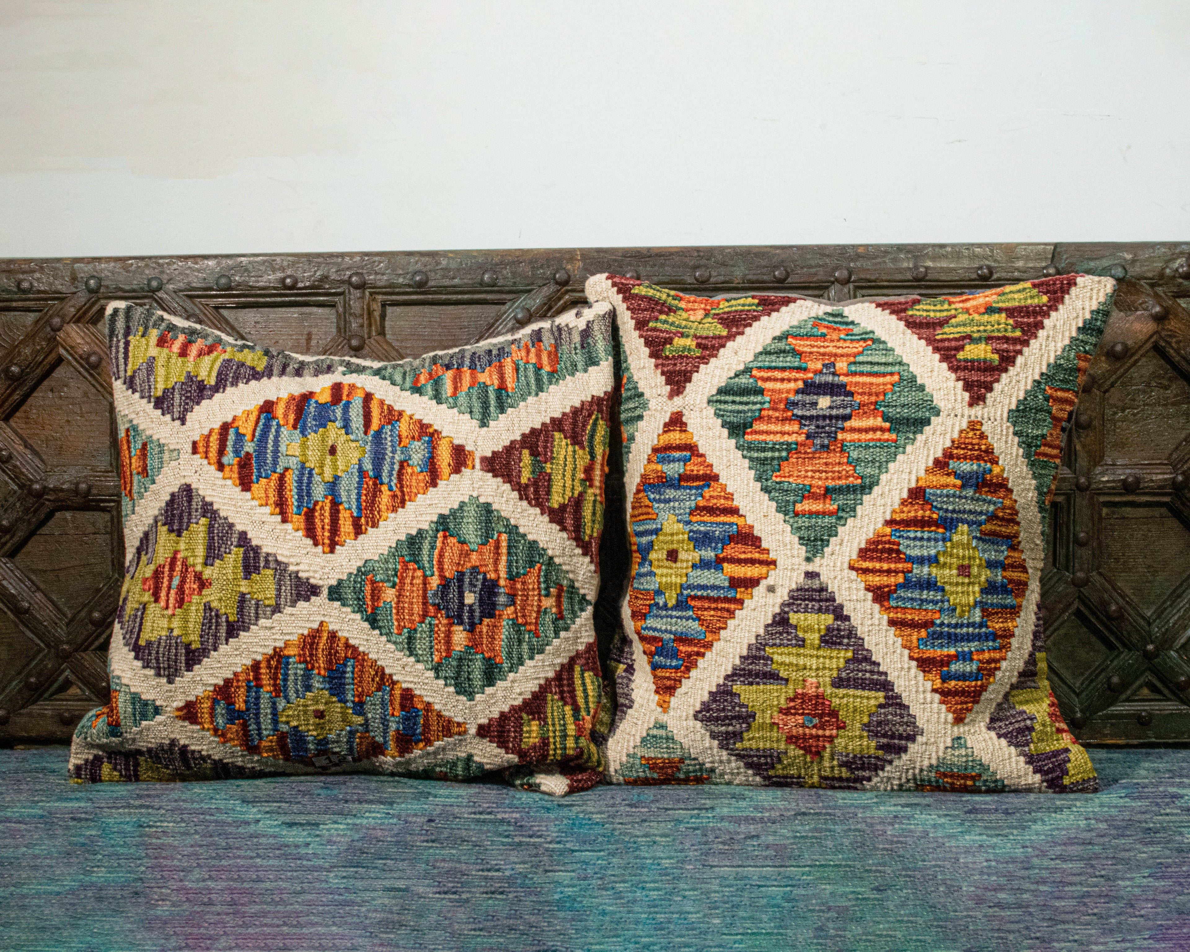 Set of 2 Vintage Wool Kilim Pillow