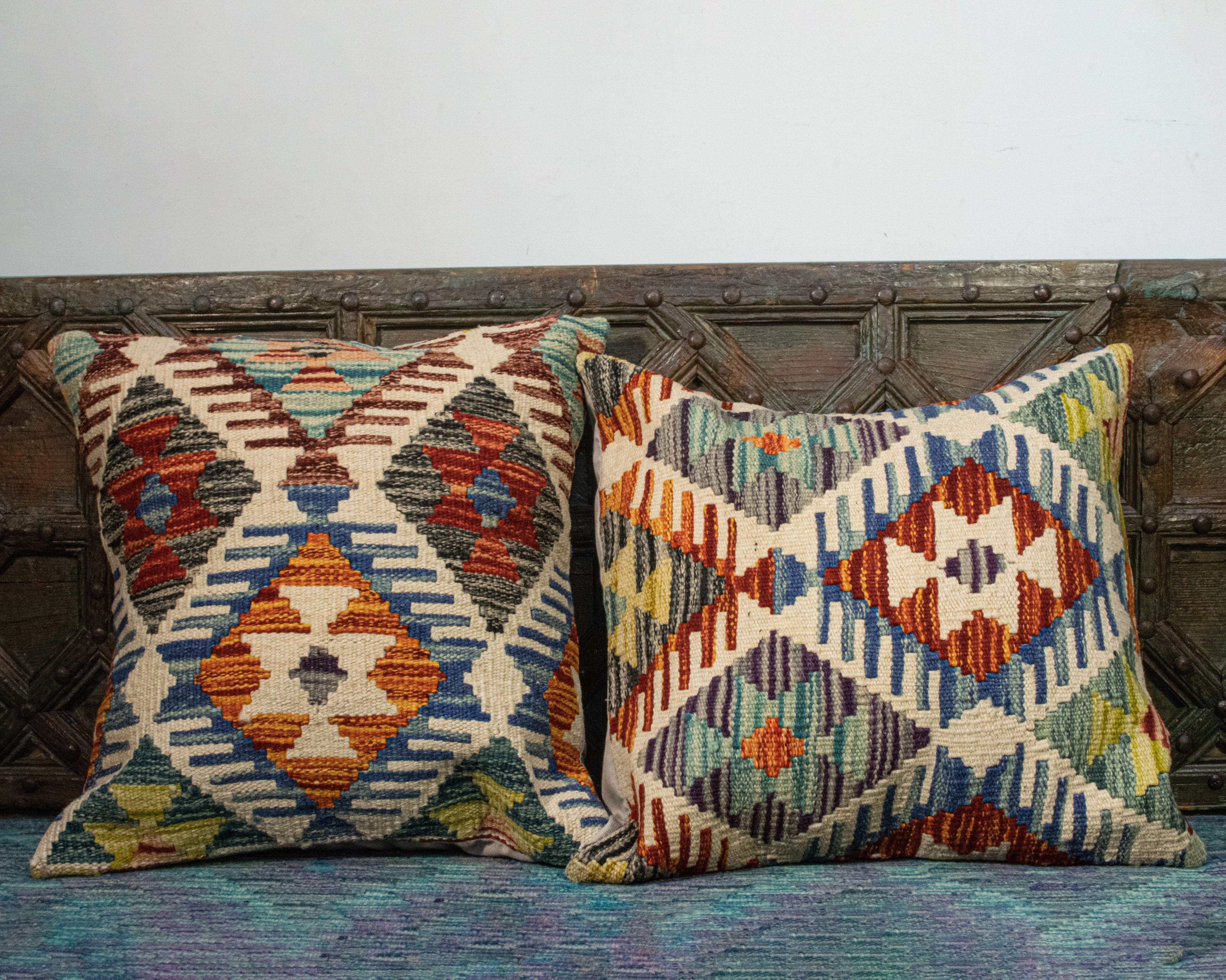 Set of 2 Vintage Wool Kilim Pillow