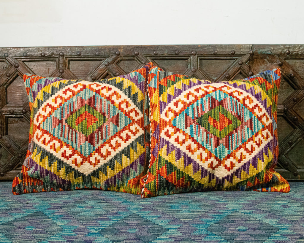 Set of 2 Vintage Wool Kilim Pillow