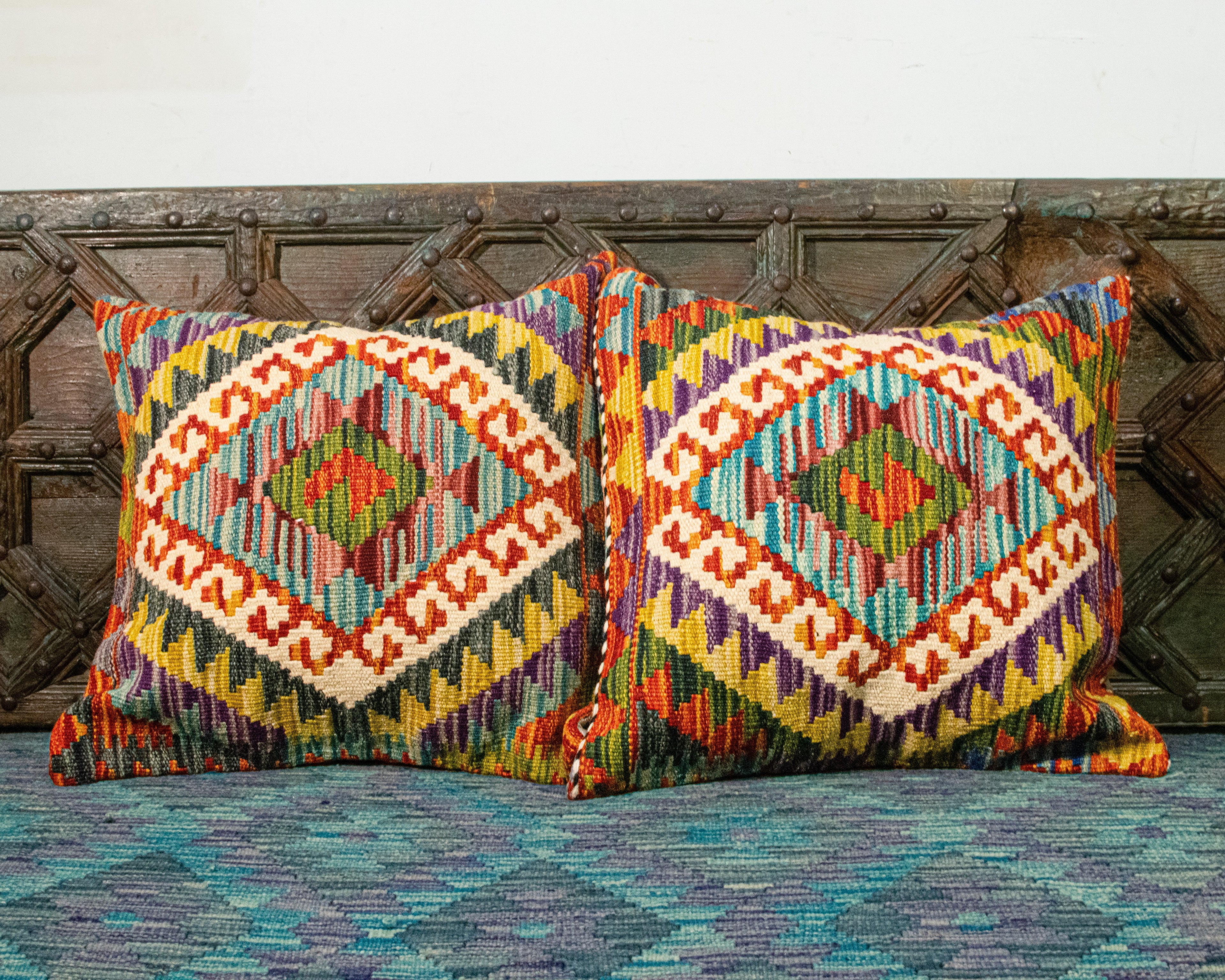 Set of 2 Vintage Wool Kilim Pillow