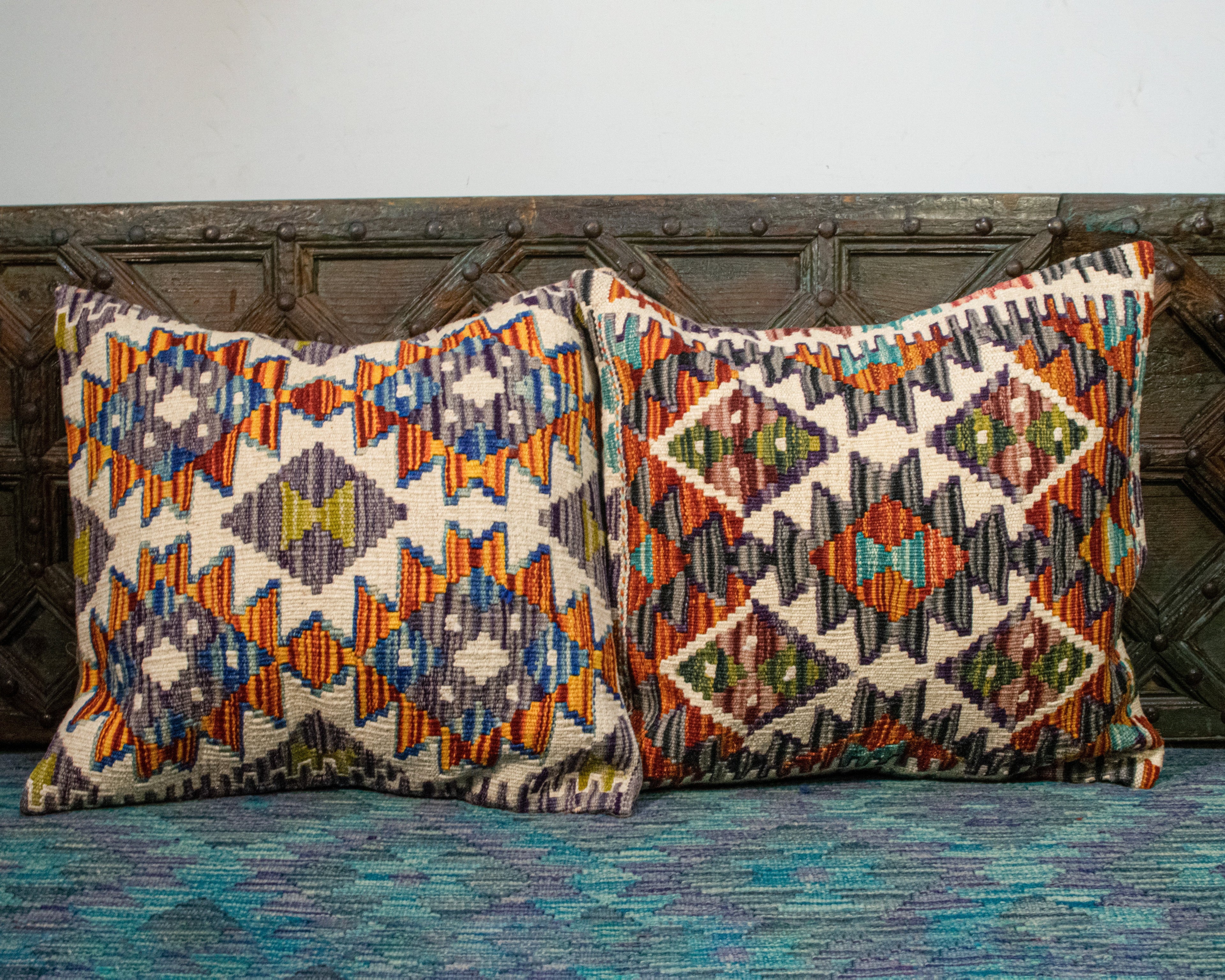 Set of 2 Vintage Wool Kilim Pillow