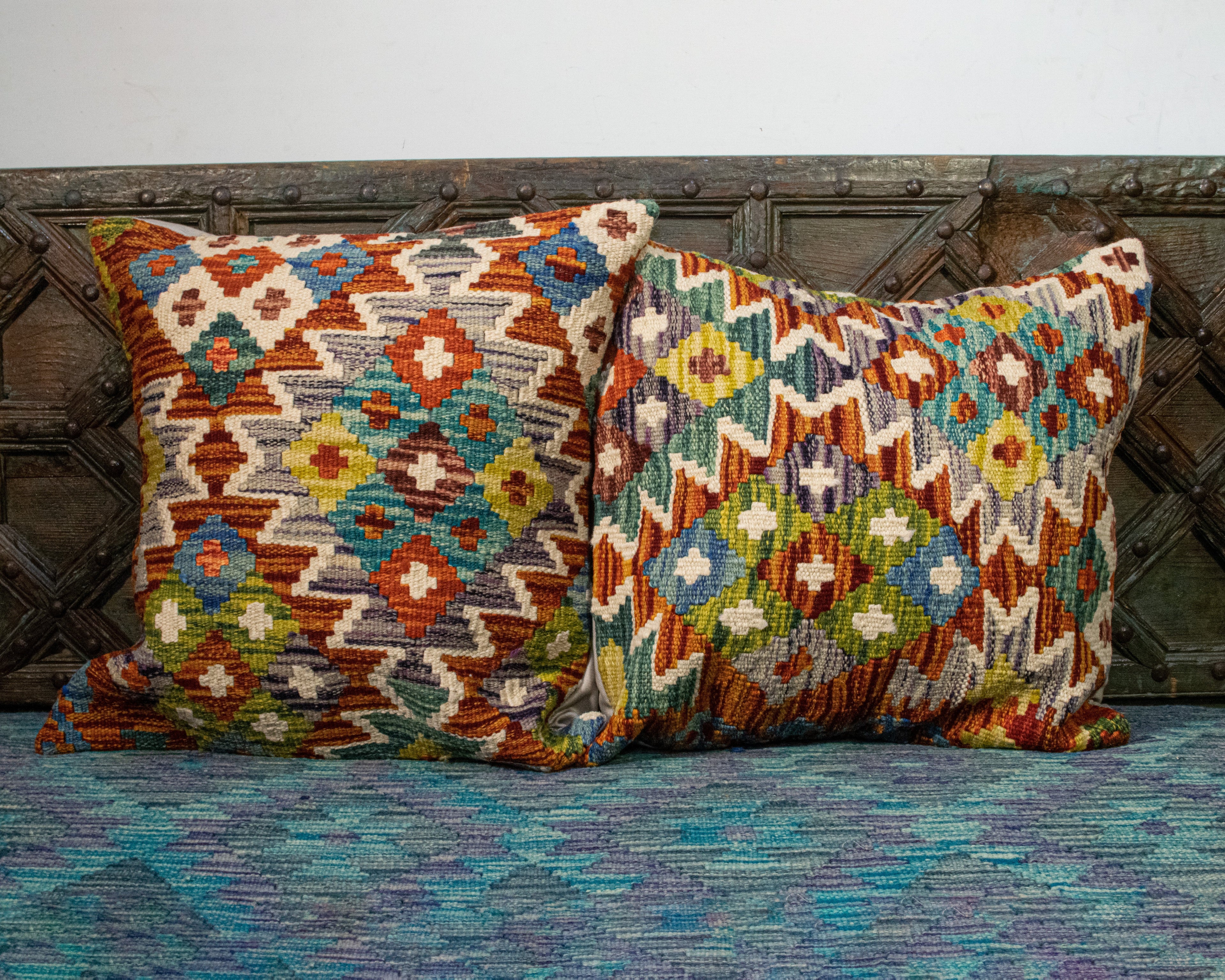 Set of 2 Hand Knotted Wool Kilim Pillow