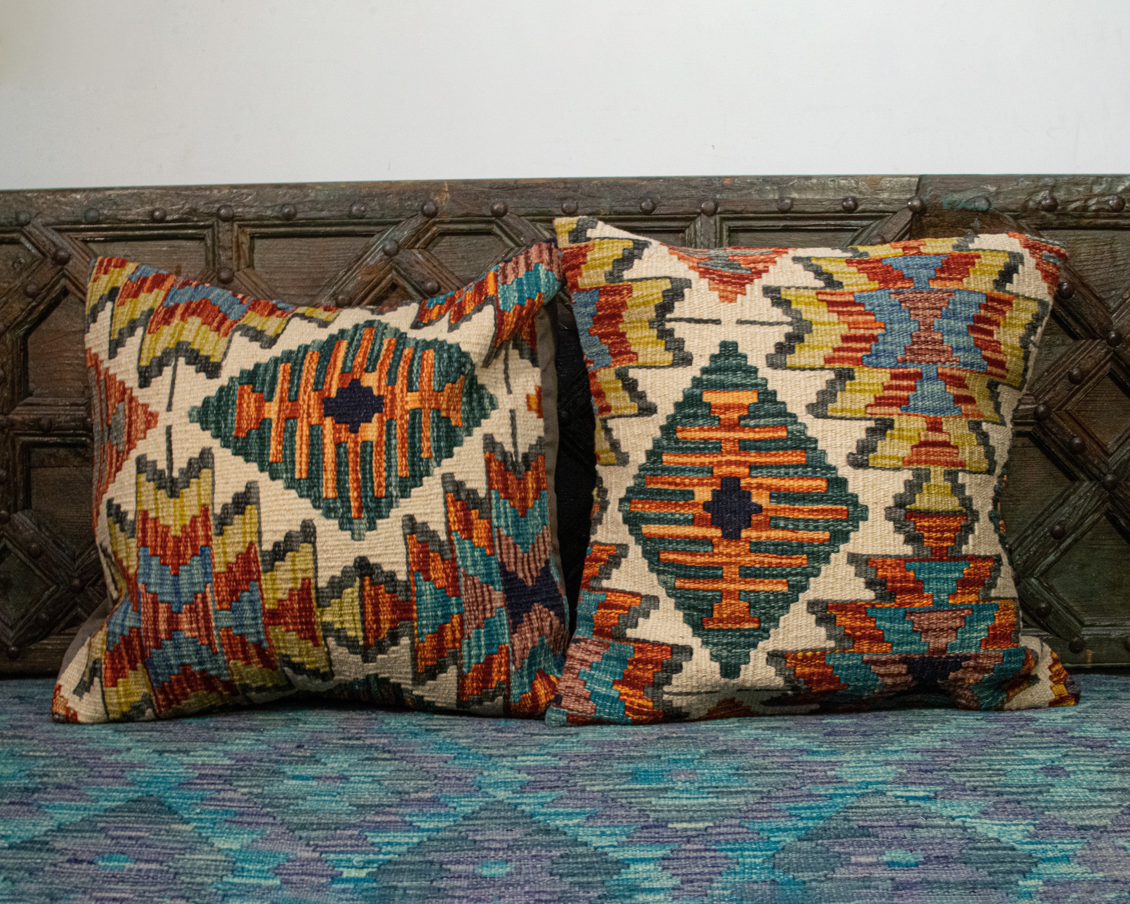 Set of 2 Hand Knotted Wool Kilim Pillow