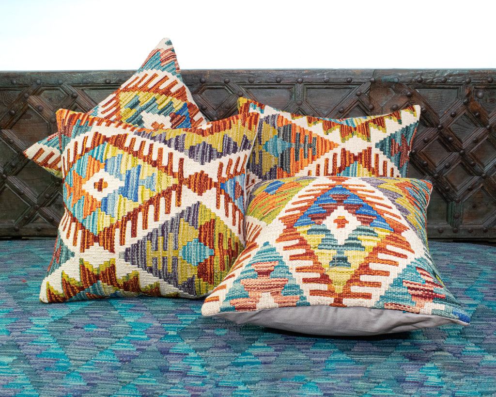 Set of 4 Vintage Wool Kilim Pillow - KC 2074 4