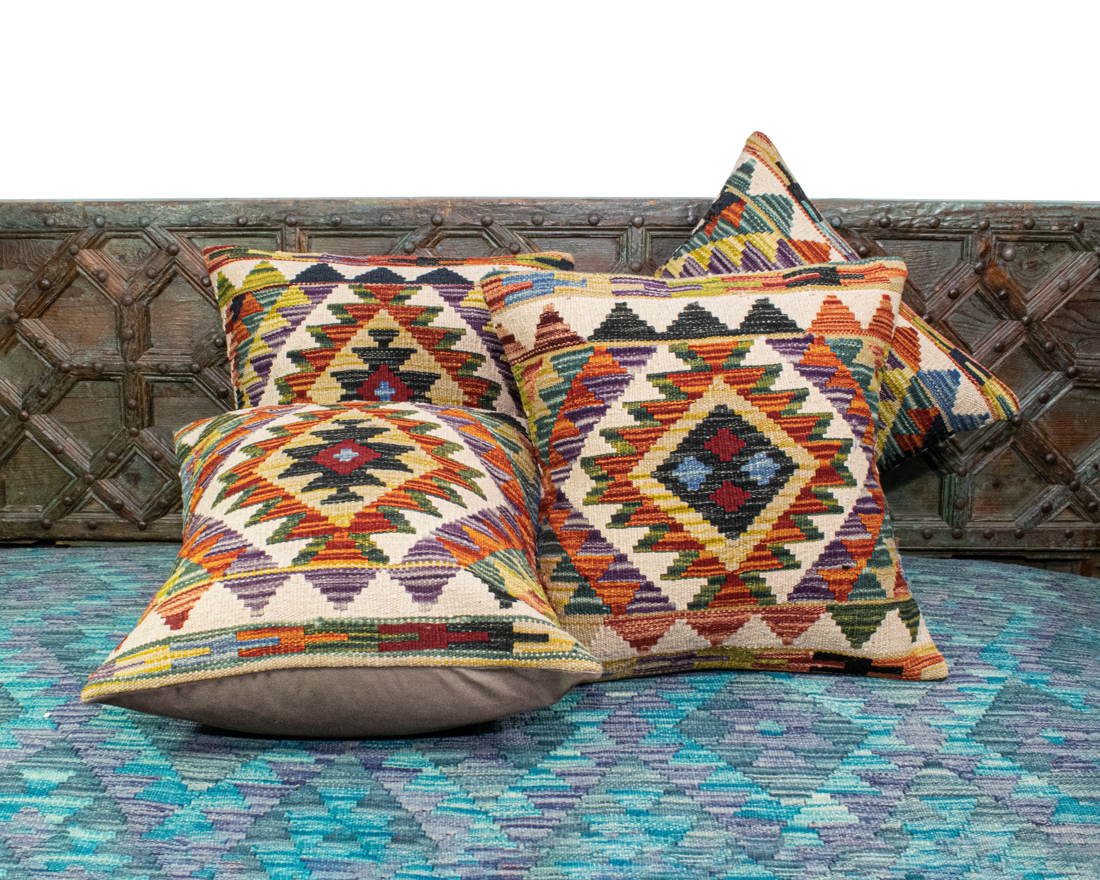 Set of 4 Vintage Wool Kilim Pillow - KC 2055 4