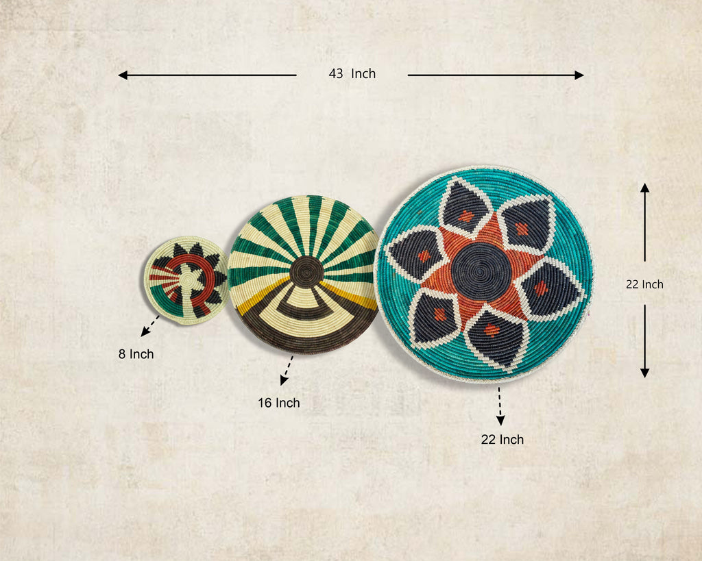 Set of 3 Handwoven wall baskets SET-206-3 N