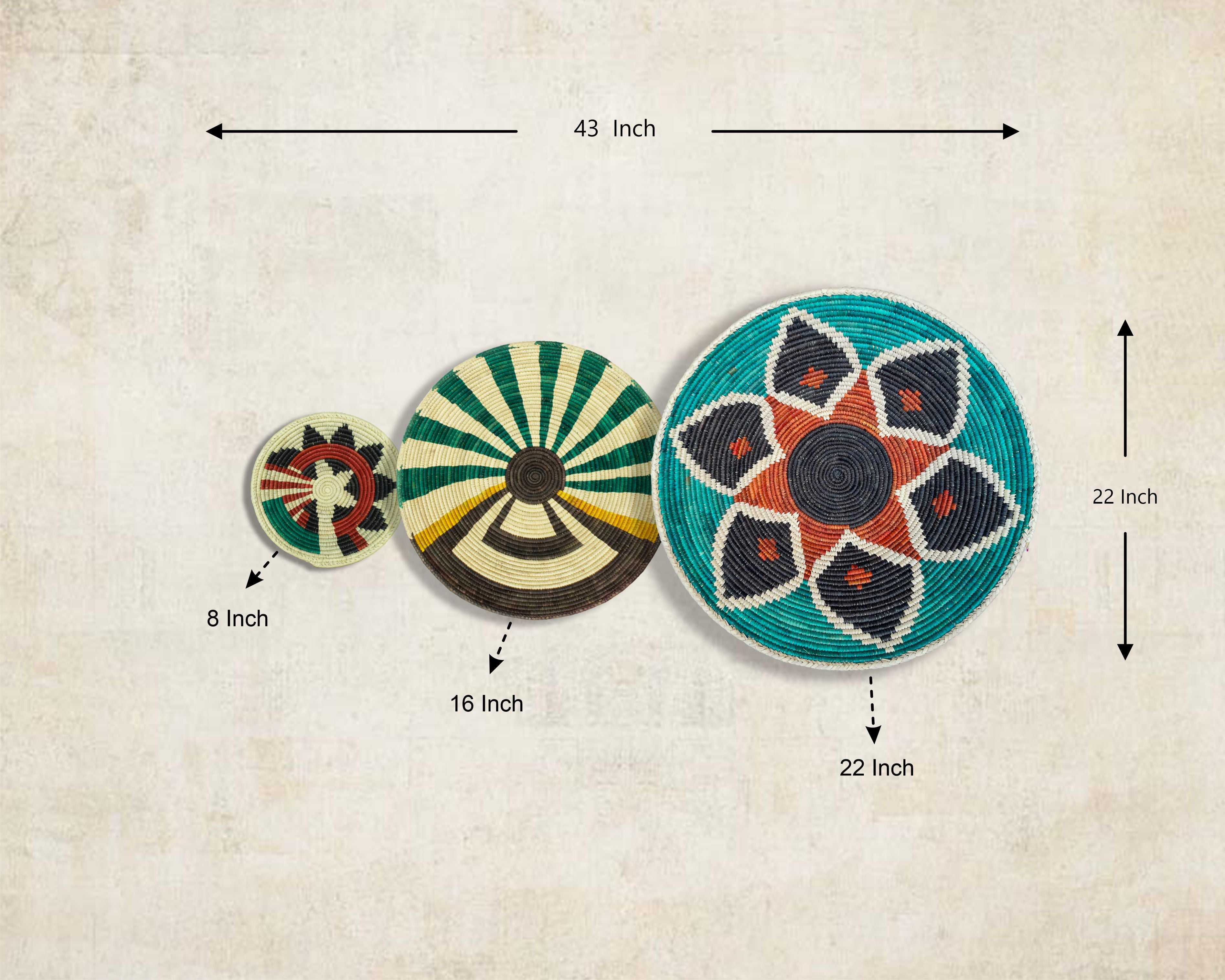 Set of 3 Handwoven wall baskets SET-206-3 N