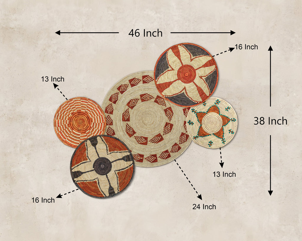 Set of 5 Handwoven wall baskets SET-60-5 N